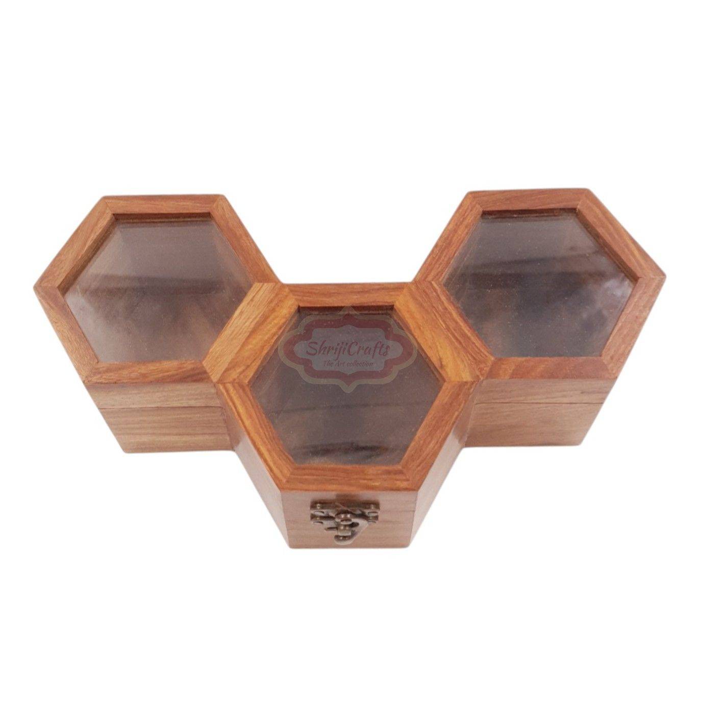 Handcrafted wooden watch box with 3 dedicated compartments - View 2