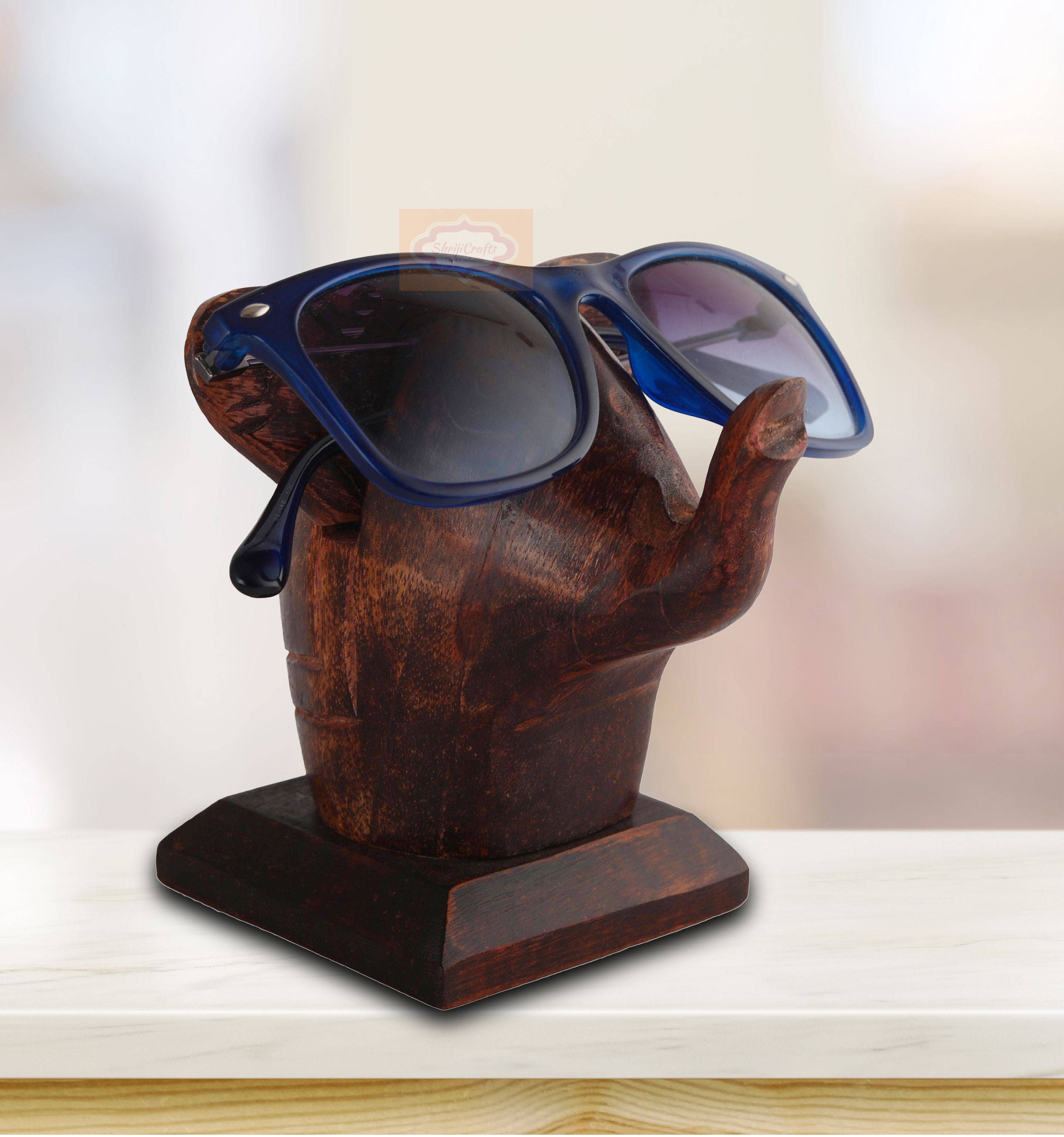 Handcrafted Wooden Elephant Eyeglass Holder spectacle holder featuring a charming elephant design - View 2