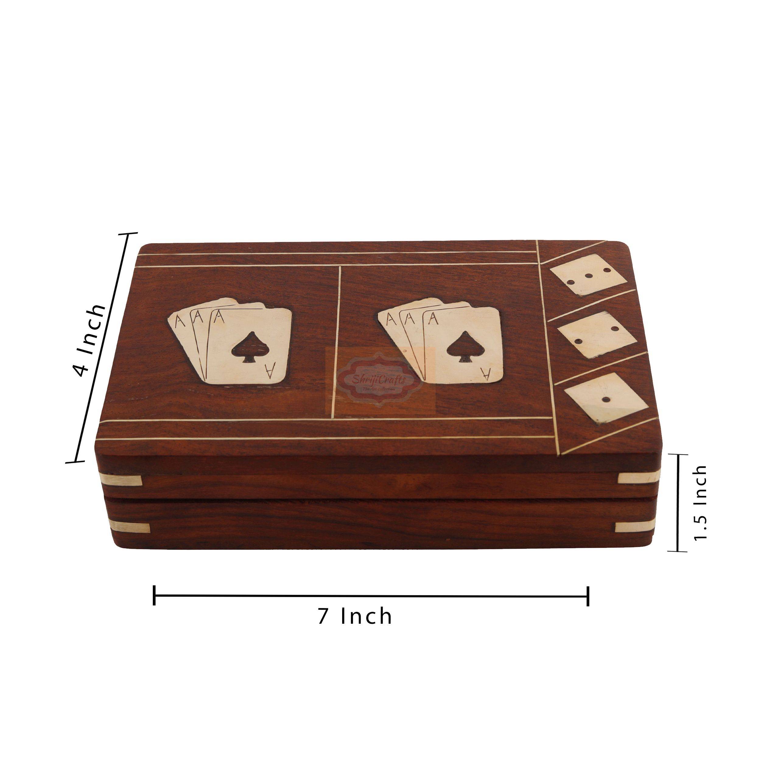 Handcrafted wooden playing card box designed to store 2 decks of cards and 5 dice - View 7