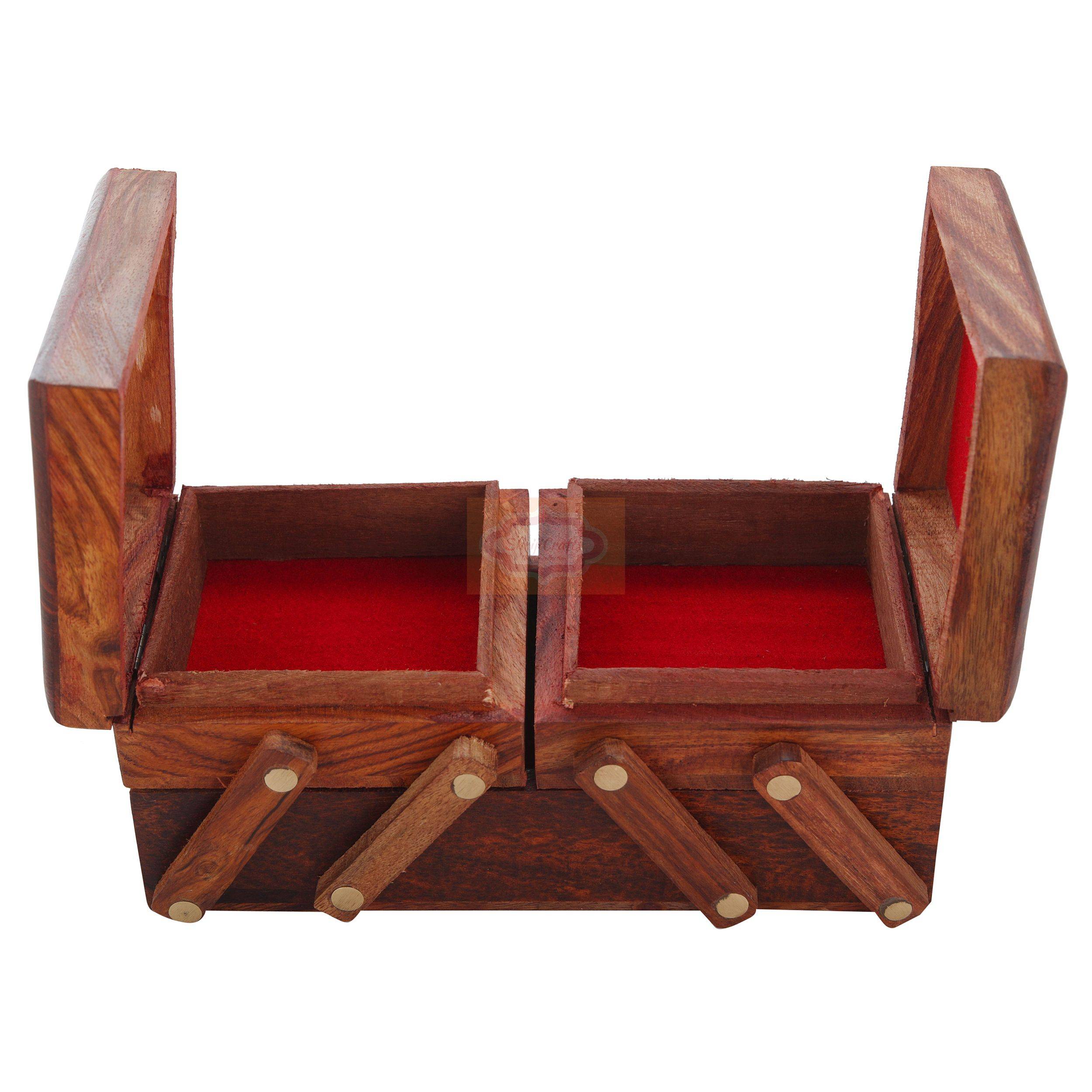 Elegant handcrafted wooden jewellery box with a soft velvet-lined interior to protect jewelry from scratches and damage - View 5