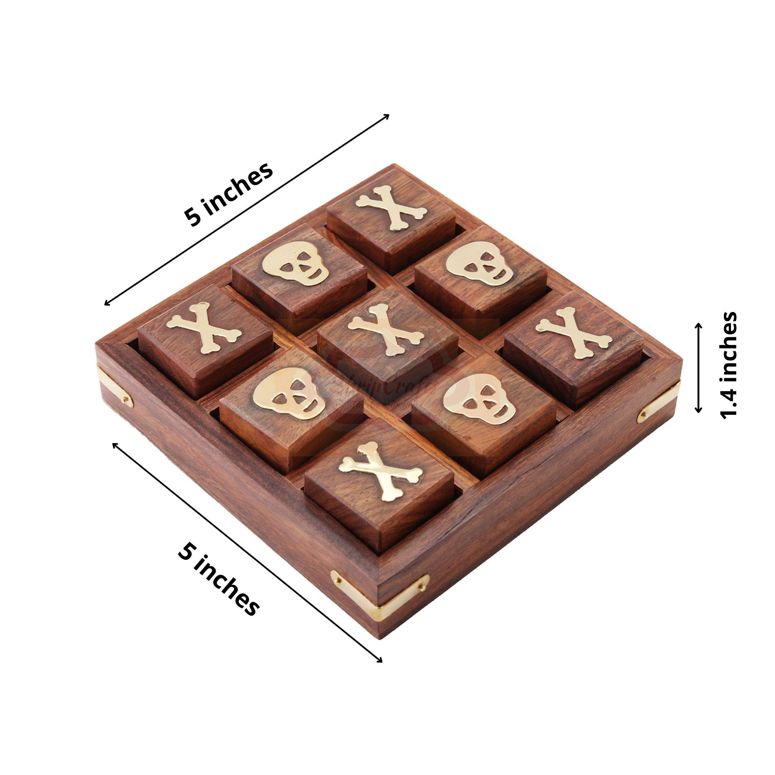 Handcrafted wooden Tic Tac Toe game with durable X & O playing pieces - View 6