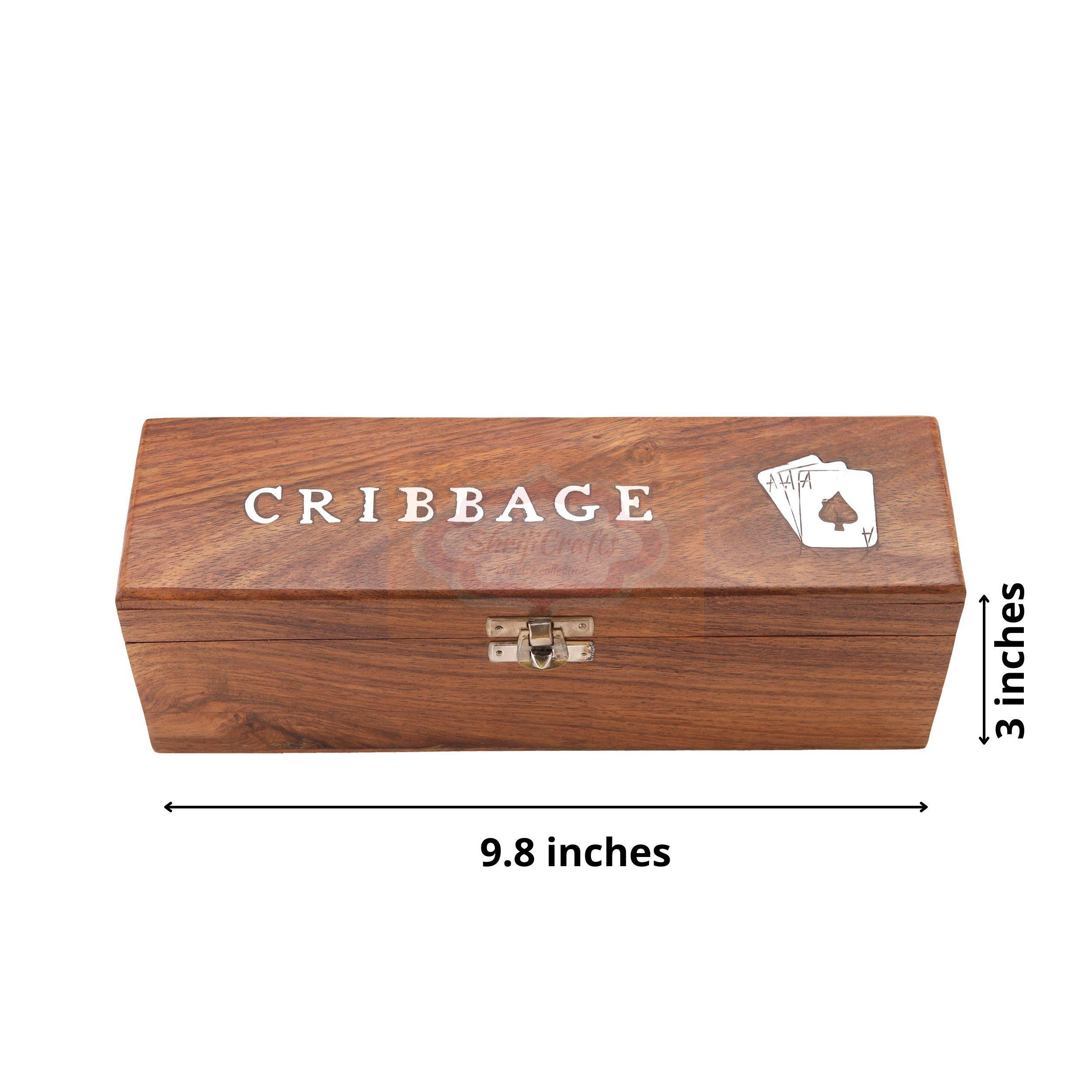 Handcrafted wooden Cribbage board with built-in playing card storage — handcrafted wooden product by Shrijicrafts