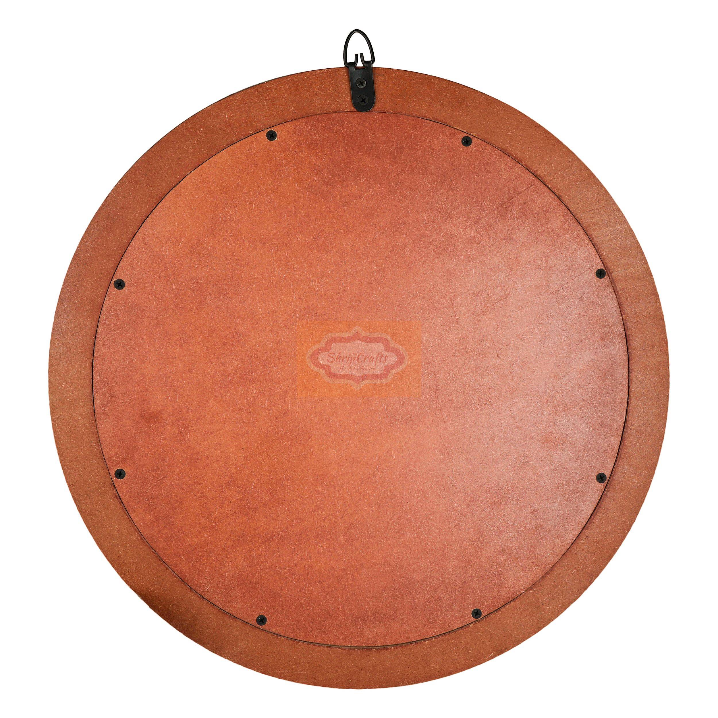Handcrafted large round wooden mirror with a decorative natural rope frame - View 6