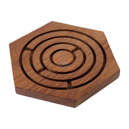 Handcrafted wooden Hexagon Labyrinth Ball Maze Puzzle for fun and skill development