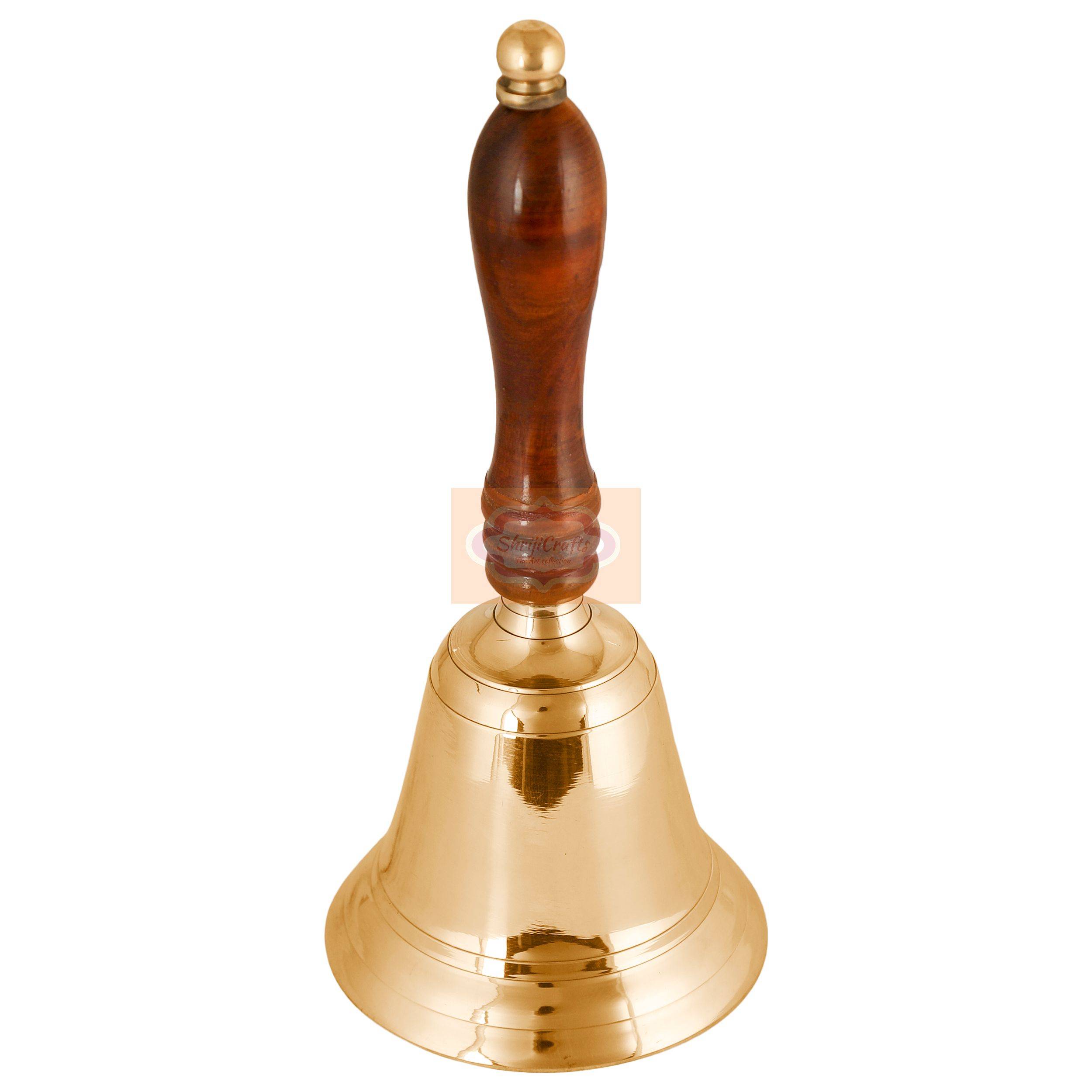 Handcrafted brass hand bell with an elegant wooden handle - View 4