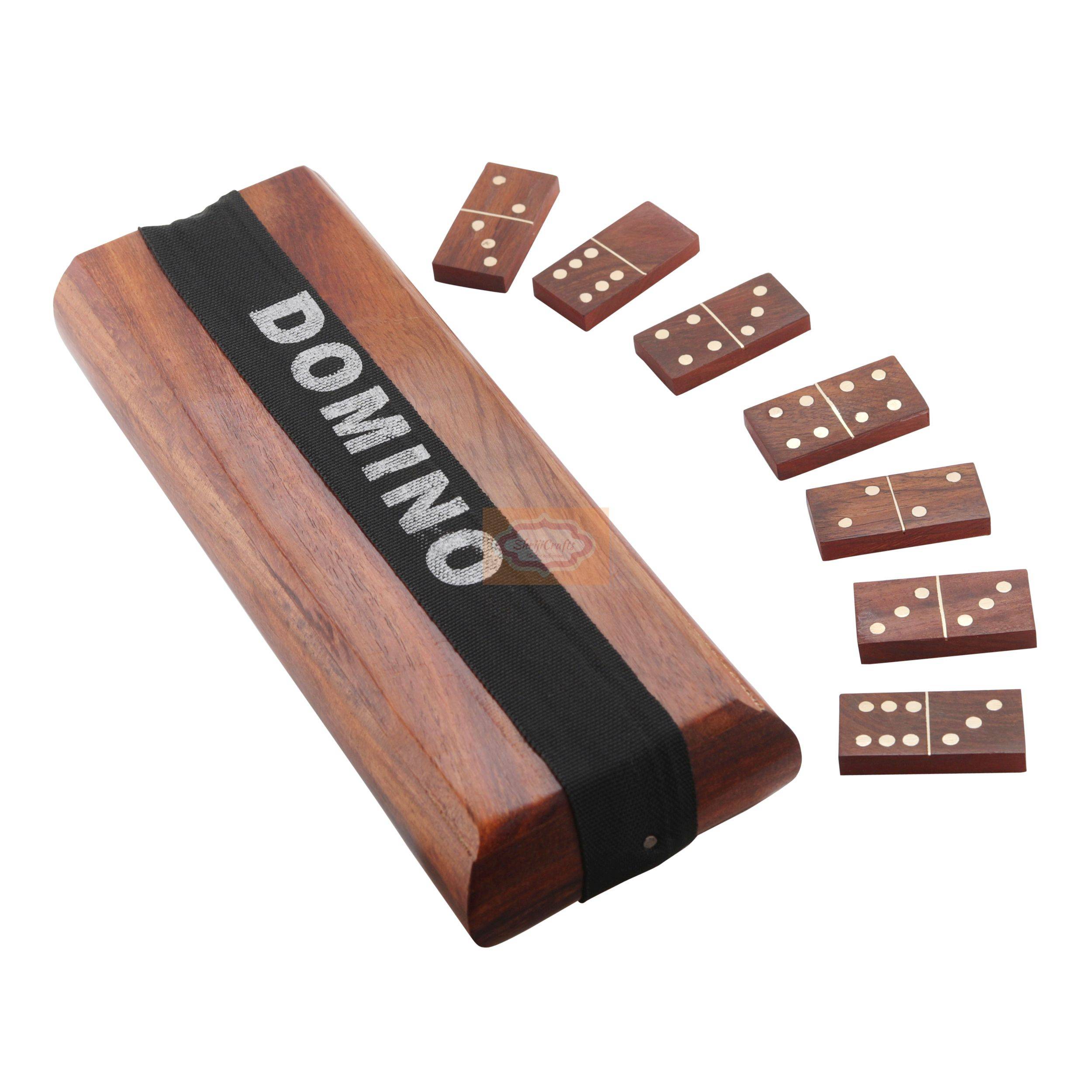 Handcrafted Wooden Classic wooden domino game set with a handcrafted storage box - View 2