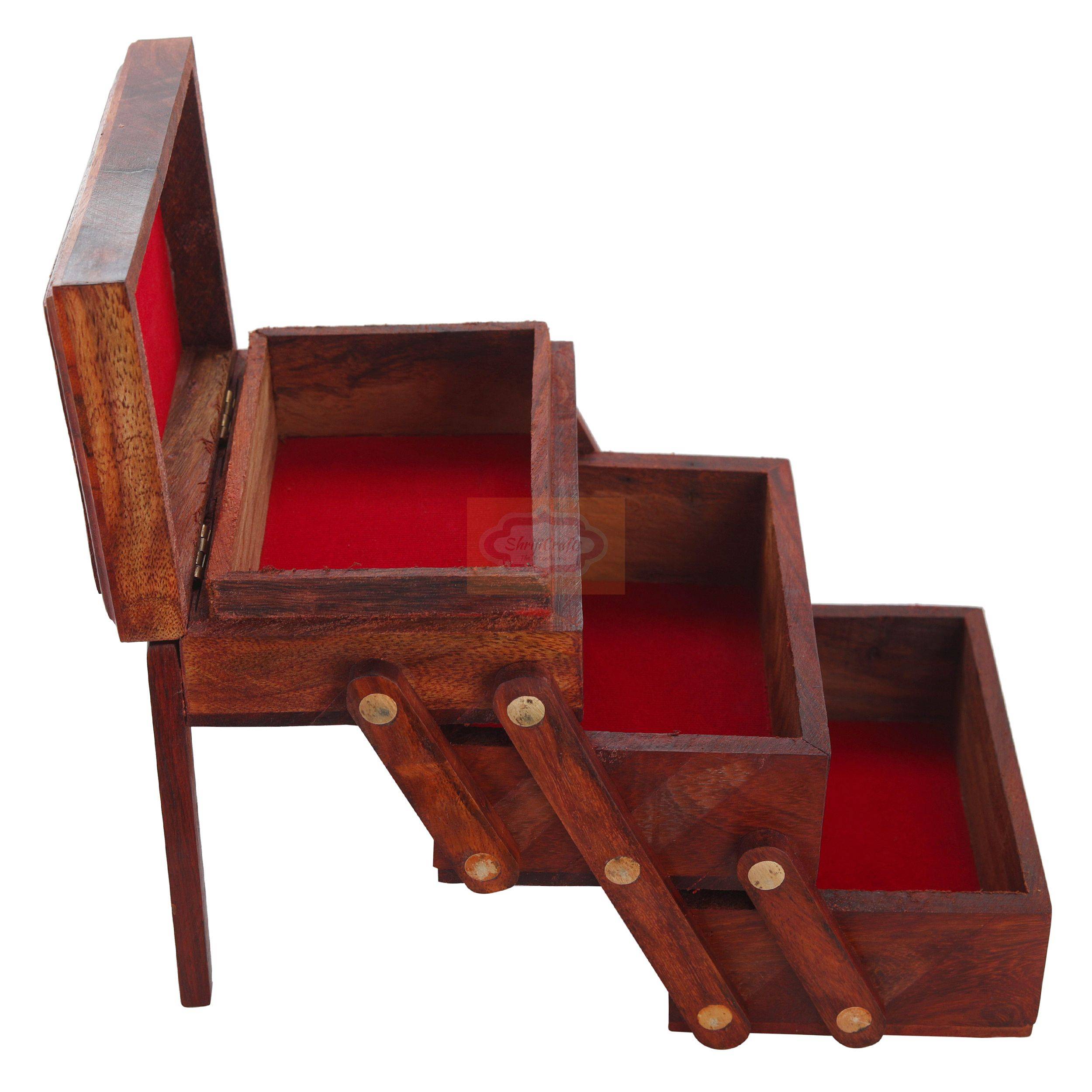 Handcrafted wooden jewellery box with an elegant design for stylish organization - View 2
