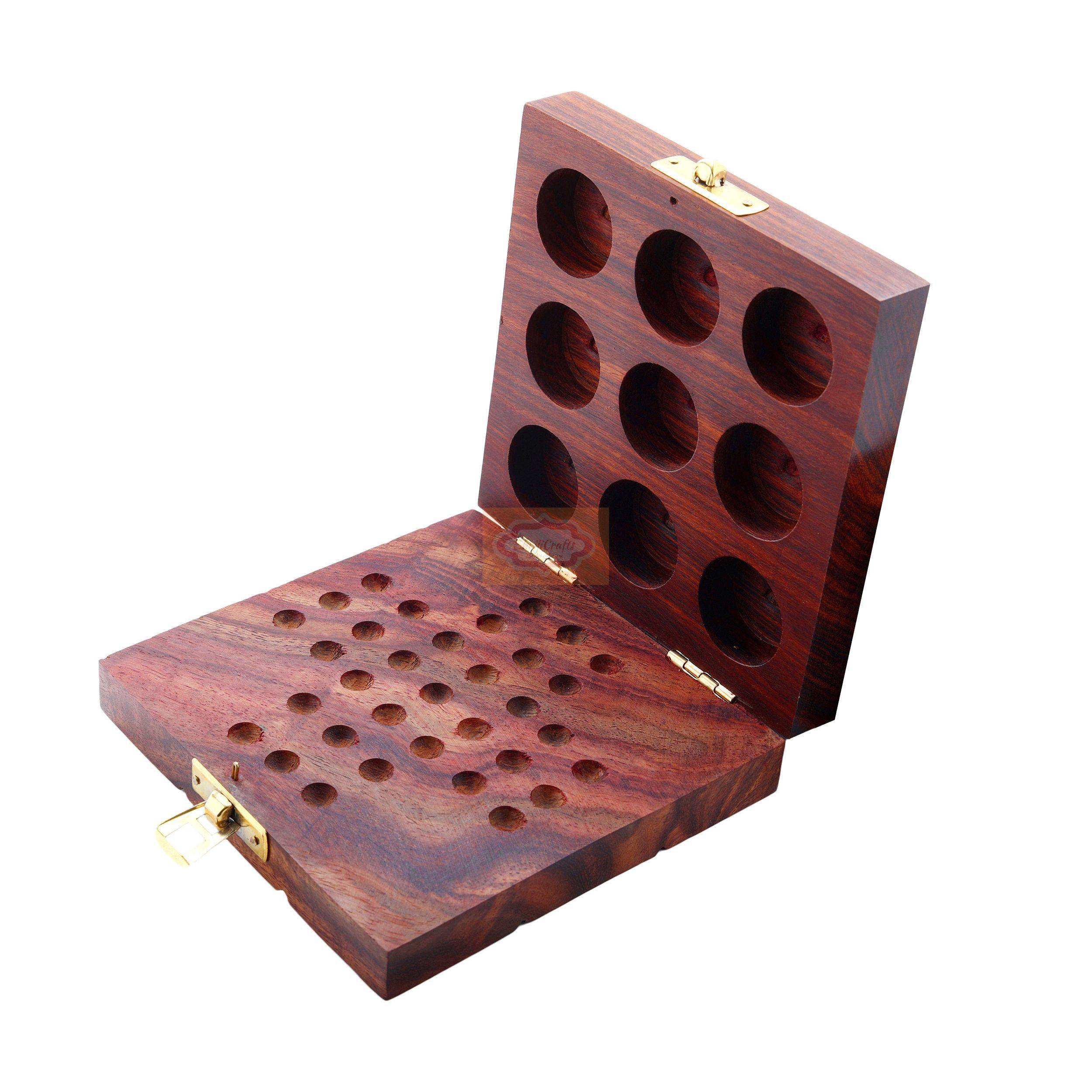 Handcrafted 2-in-1 wooden game set featuring Solitaire and Tic Tac Toe - View 5
