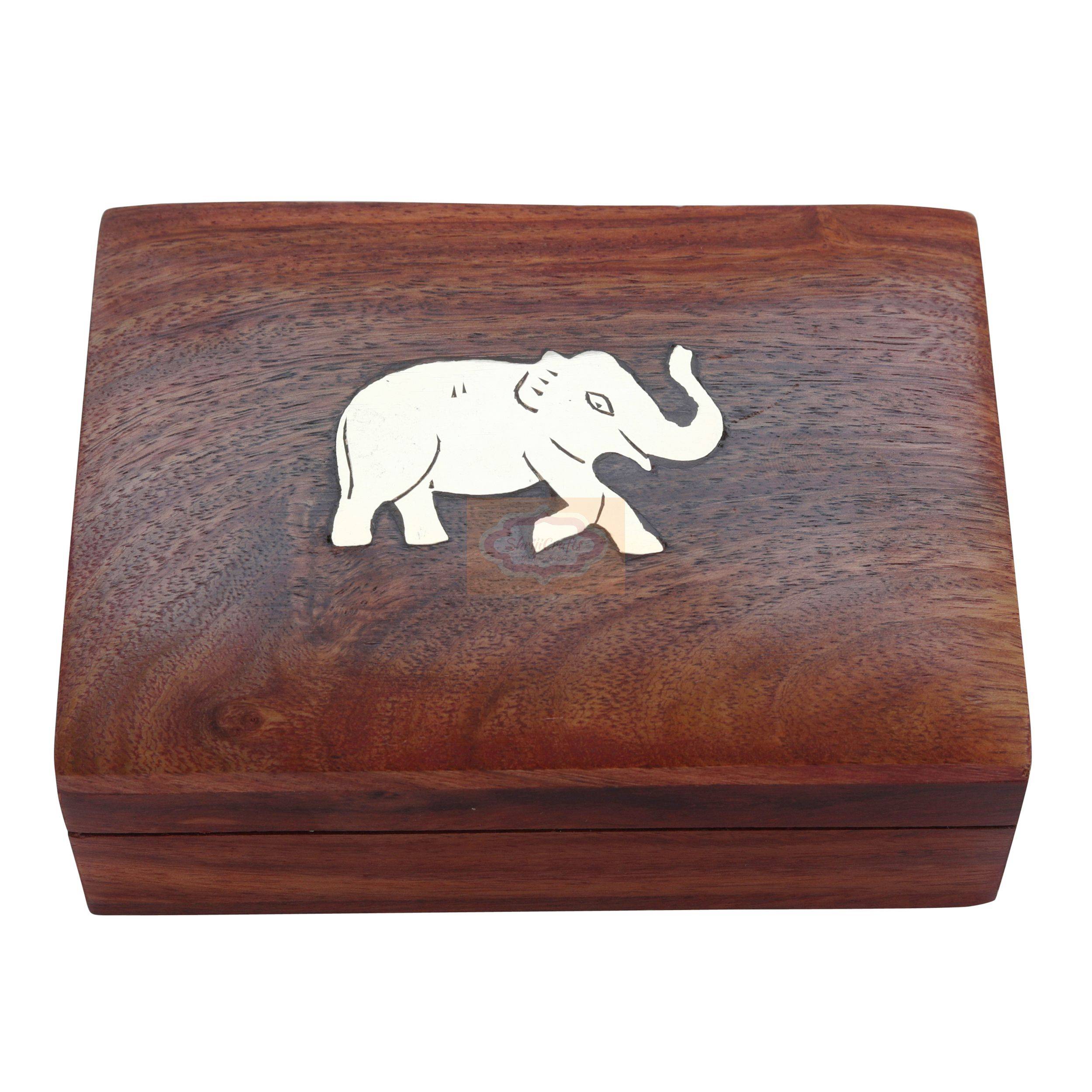 Wooden Playing Card Deck Holder with elephant design - View 6