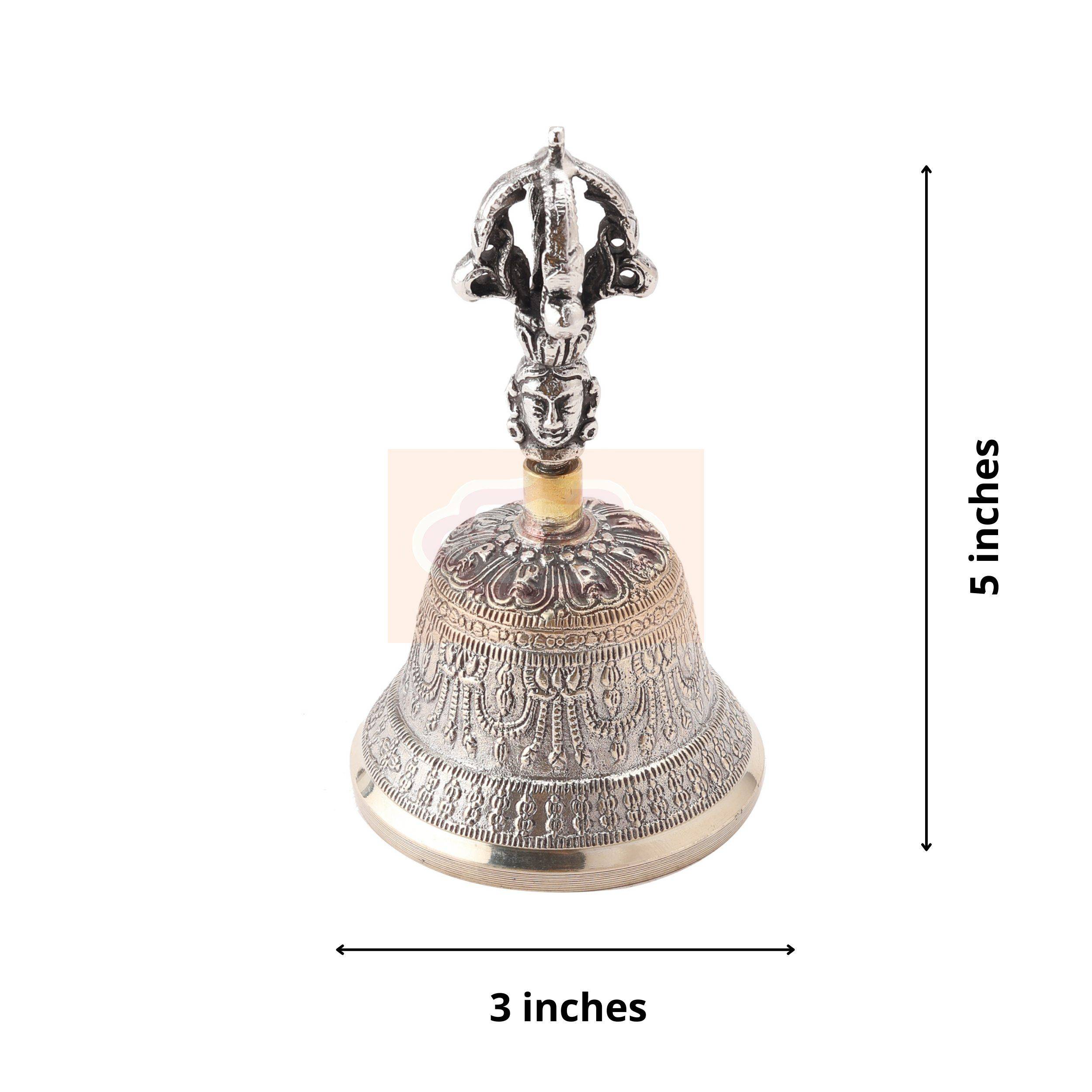 Handcrafted Tibetan prayer bell with intricate traditional detailing - View 6