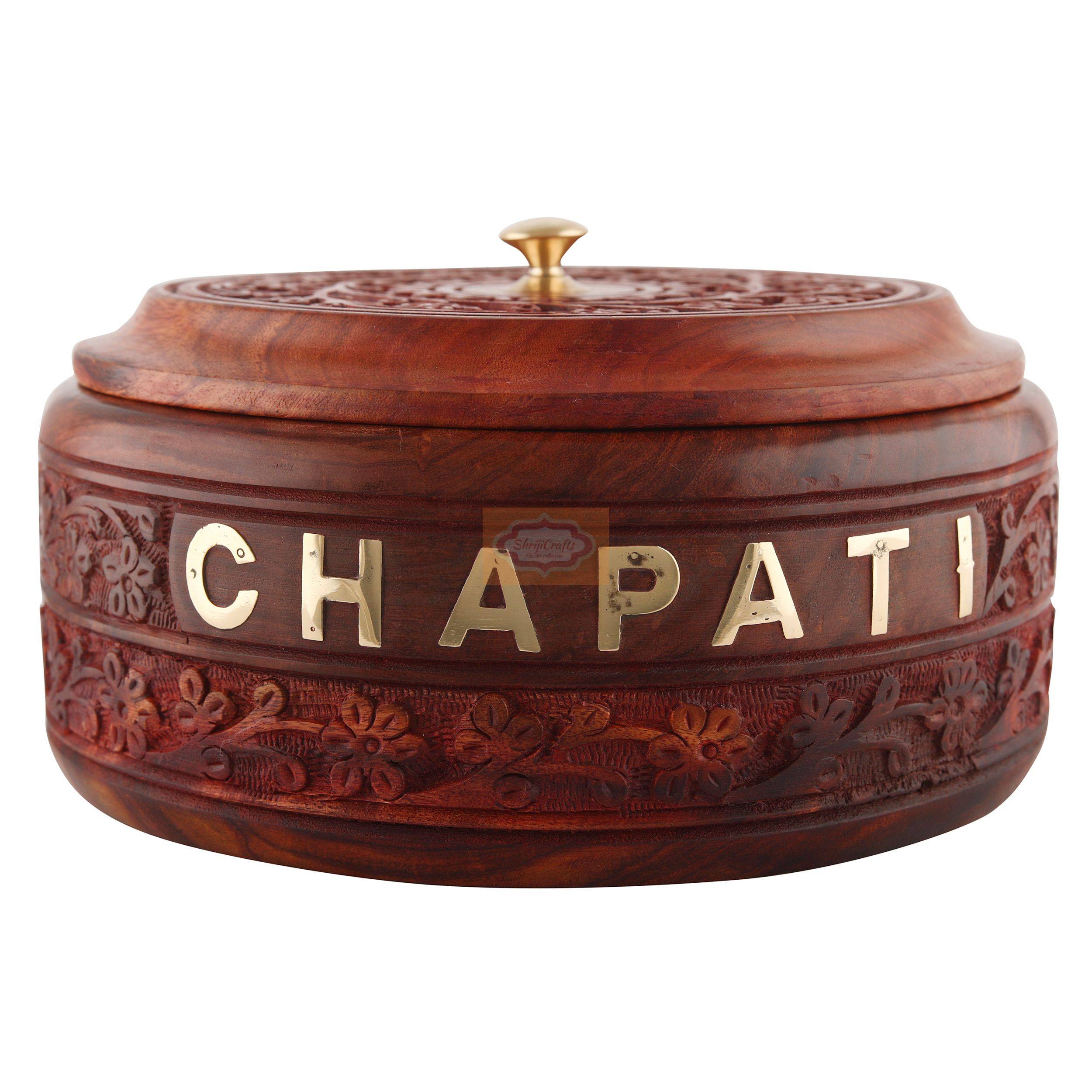 Handcrafted wooden chapati box designed to keep rotis, chapatis, and breads neatly stored - View 5
