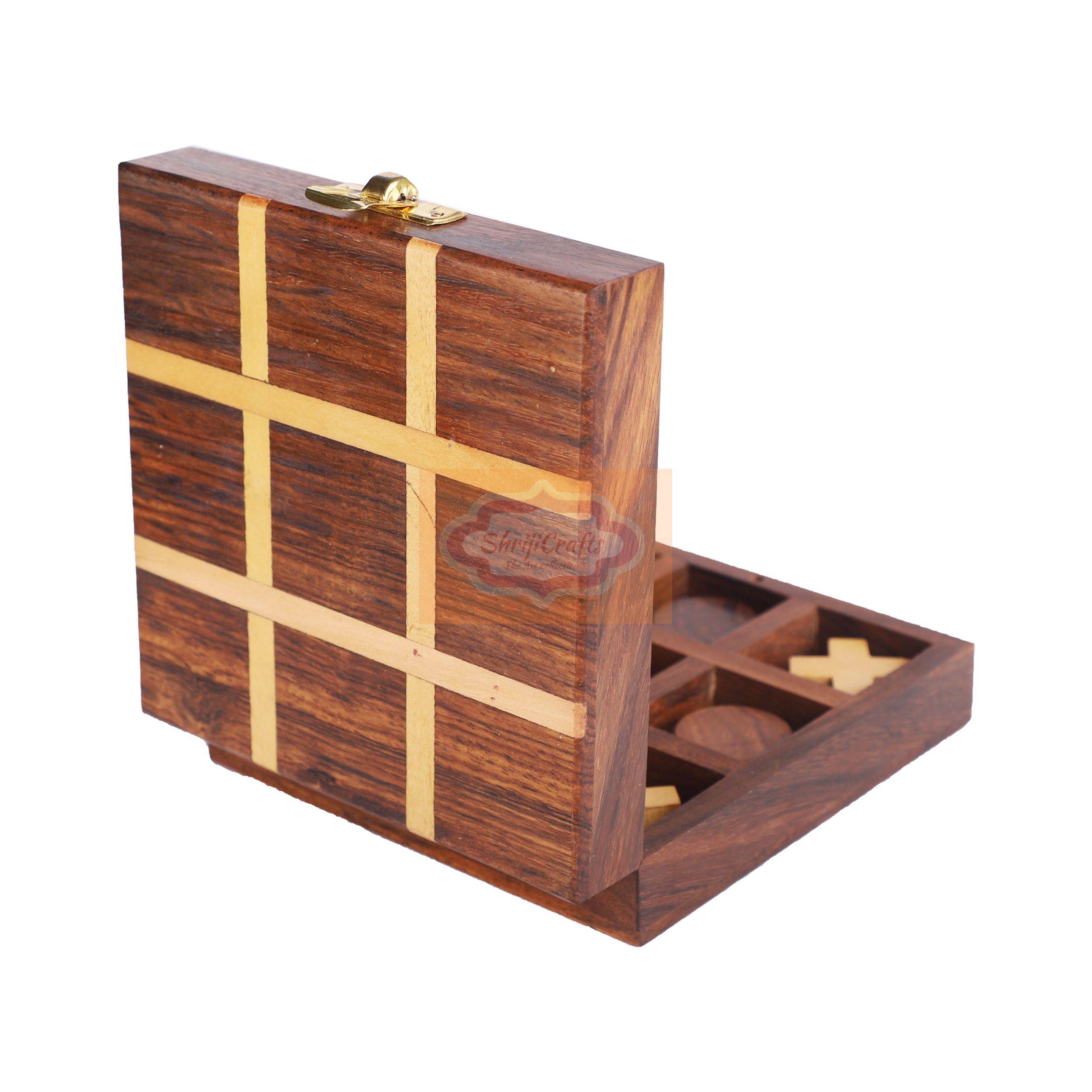 Handcrafted Wooden Tic Tac Toe (Noughts & Crosses) Board Game for kids and adults - View 3
