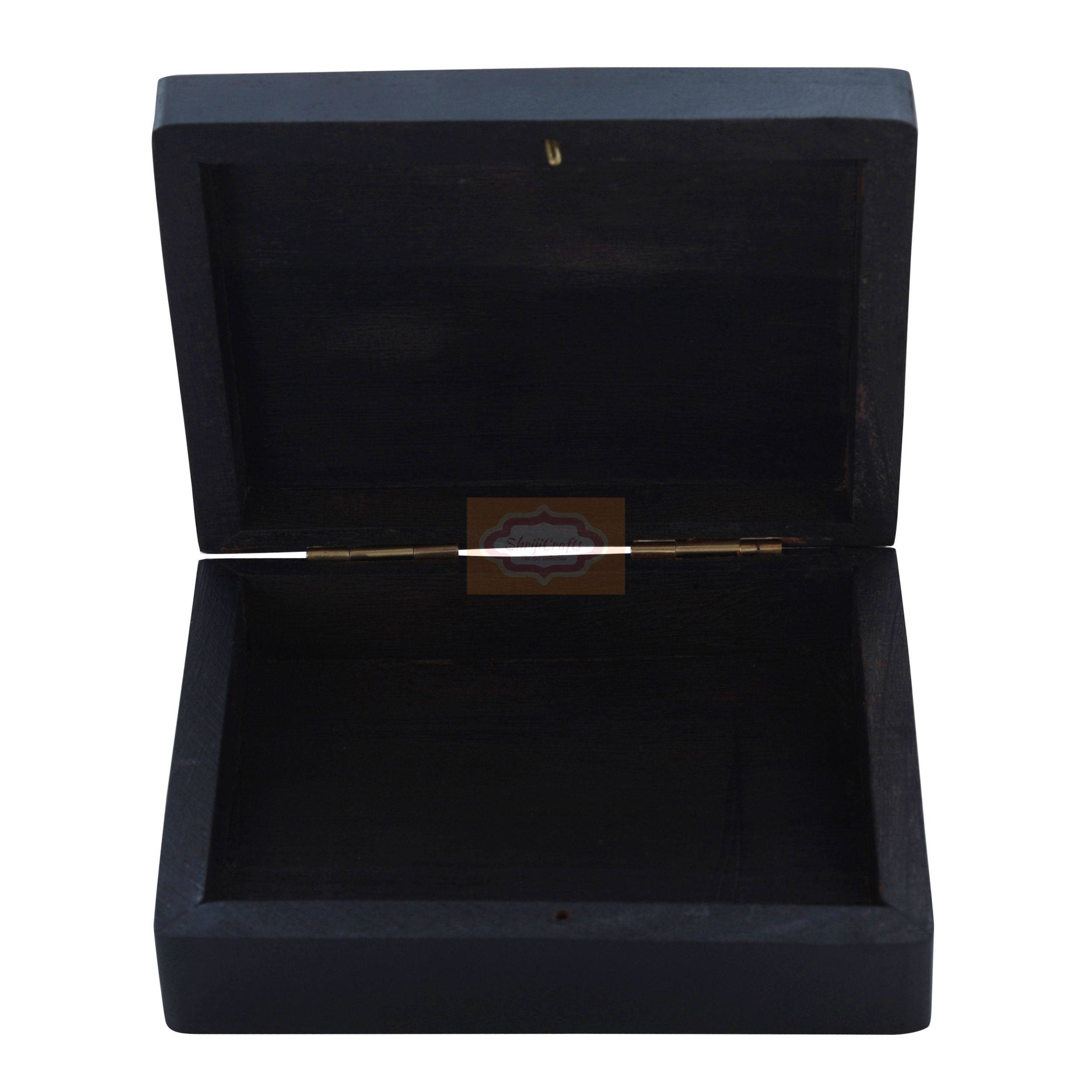 Handcrafted wooden playing card holder box with elegant brass inlay craftsmanship - View 4