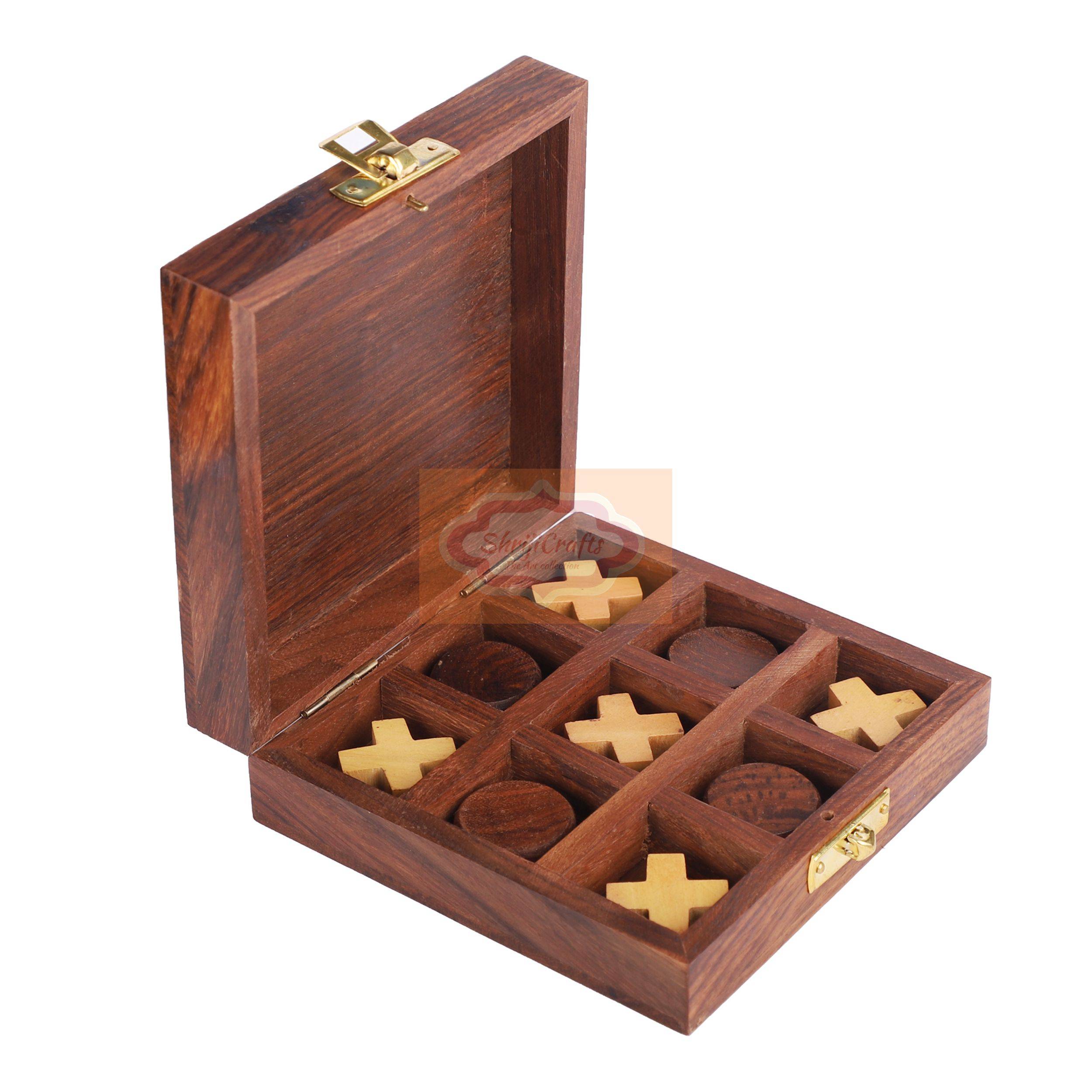 Handcrafted Wooden Tic Tac Toe (Noughts & Crosses) Board Game for kids and adults - View 4