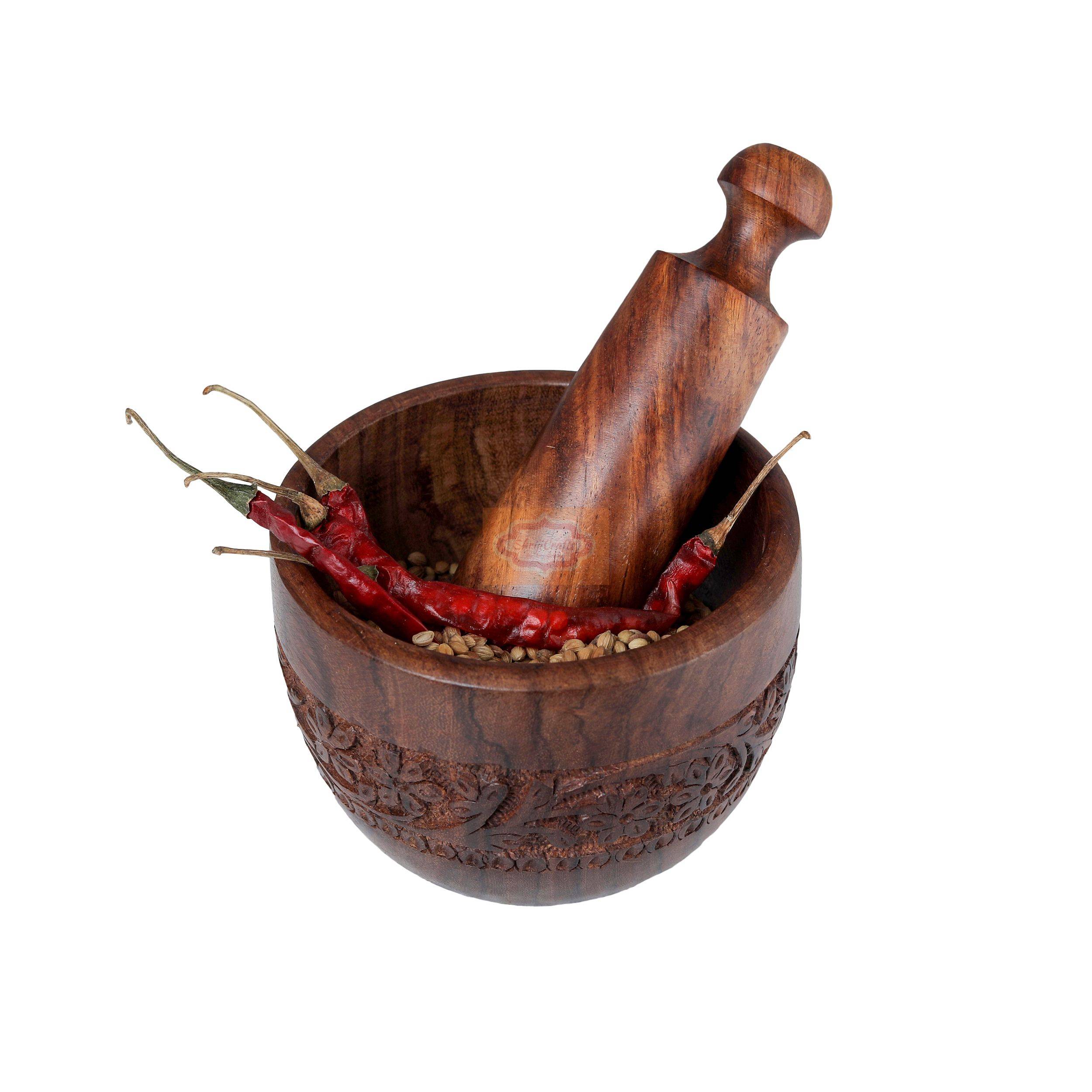 Wooden Mortar and Pestle Set from natural wood - View 2