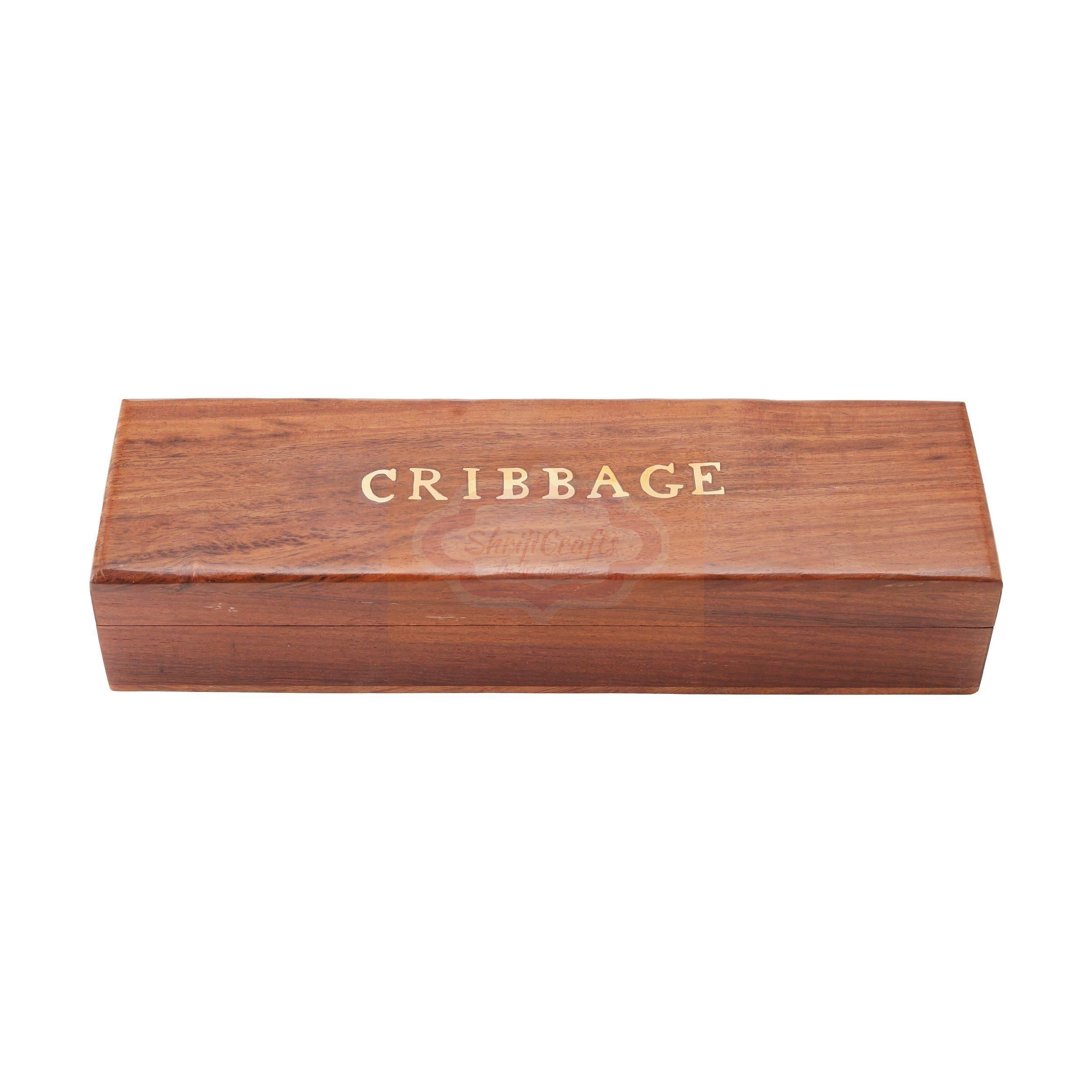 Handcrafted wooden cribbage storage box for organizing cribbage pegs and game accessories — handcrafted wooden product by Shrijicrafts