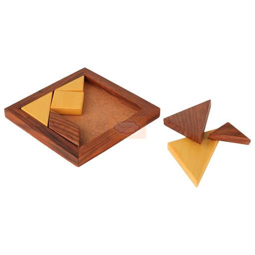 Handcrafted Wooden Tangram Puzzle with 7 geometric pieces for creative learning and fun 