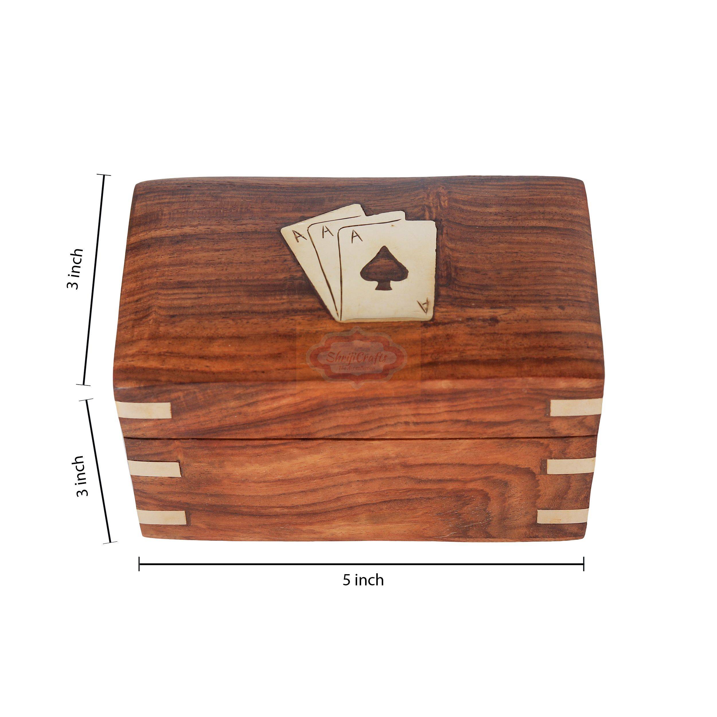 Premium handcrafted Sheesham wood Holds 2 standard playing card decks  - View 5