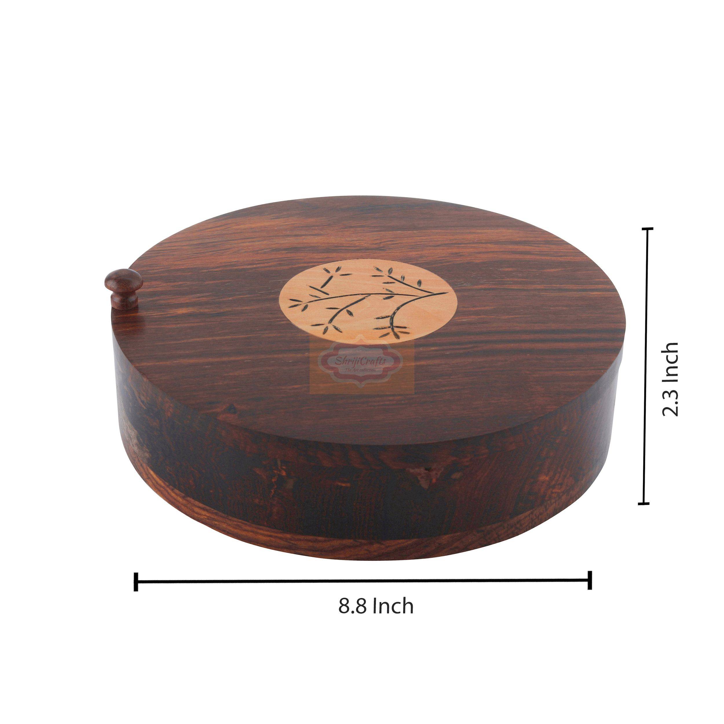 Handcrafted wooden spice box with a convenient rotating lid and multiple compartments - View 7