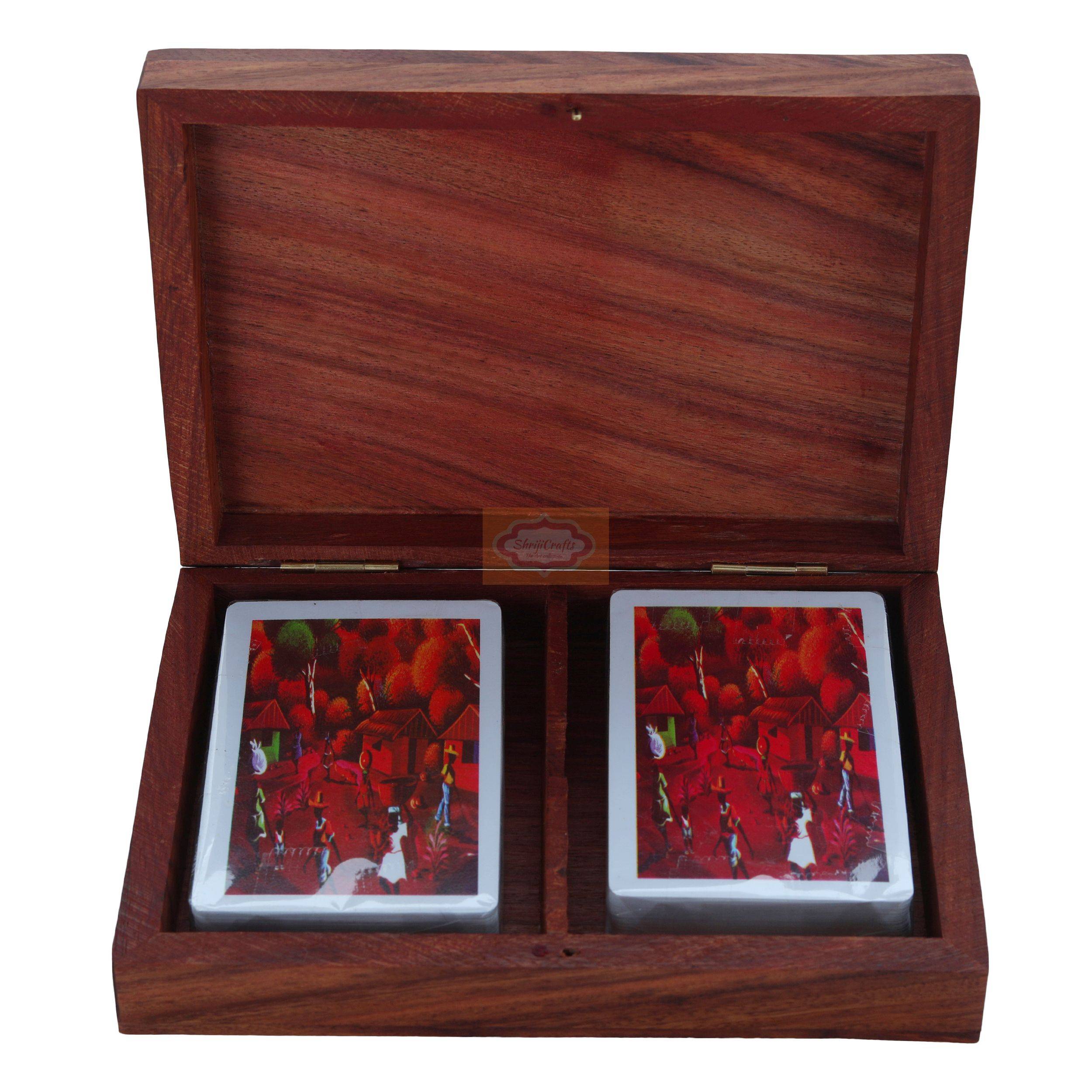 A handcrafted wooden card deck holder for storing and protecting your playing cards - View 4