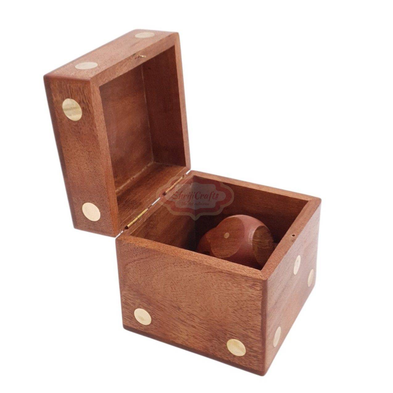 Handcrafted wooden dice box complete with 5 premium playing dice - View 6