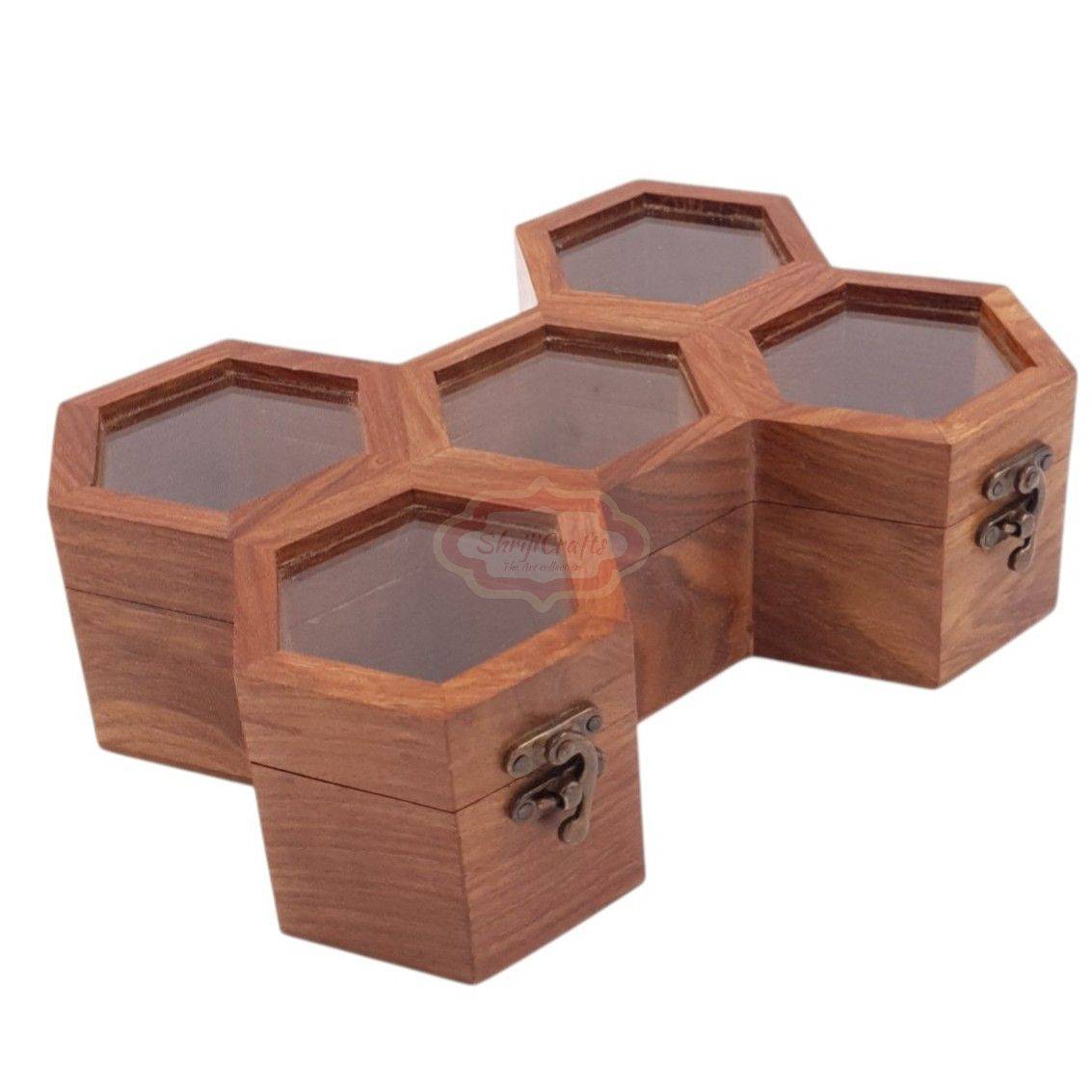 Handcrafted wooden watch box with 5 dedicated compartments - View 8