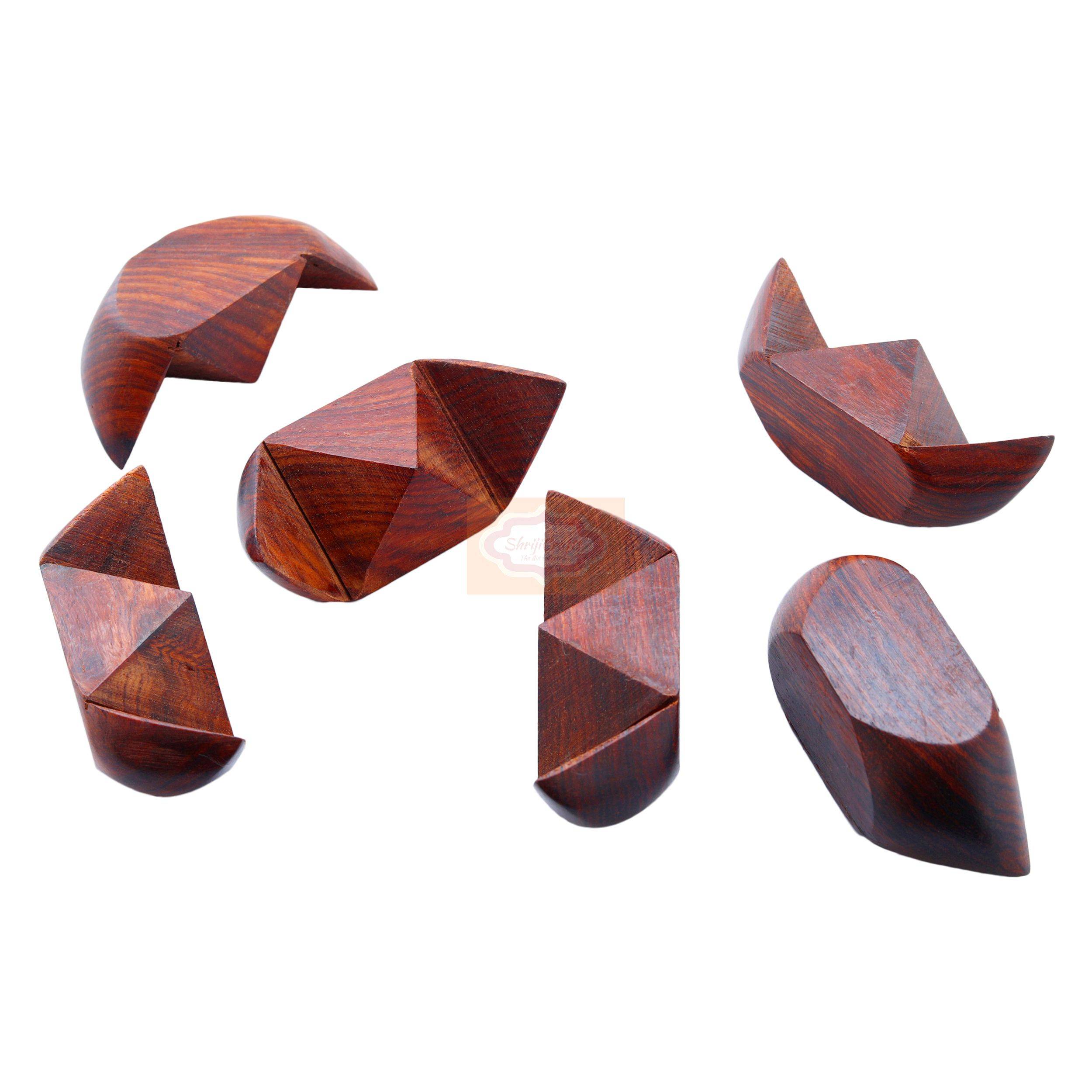 Handcrafted Wooden Soccer Ball 3D Puzzle made from premium quality hardwood 3x3x3 Inches — handcrafted wooden product by Shrijicrafts