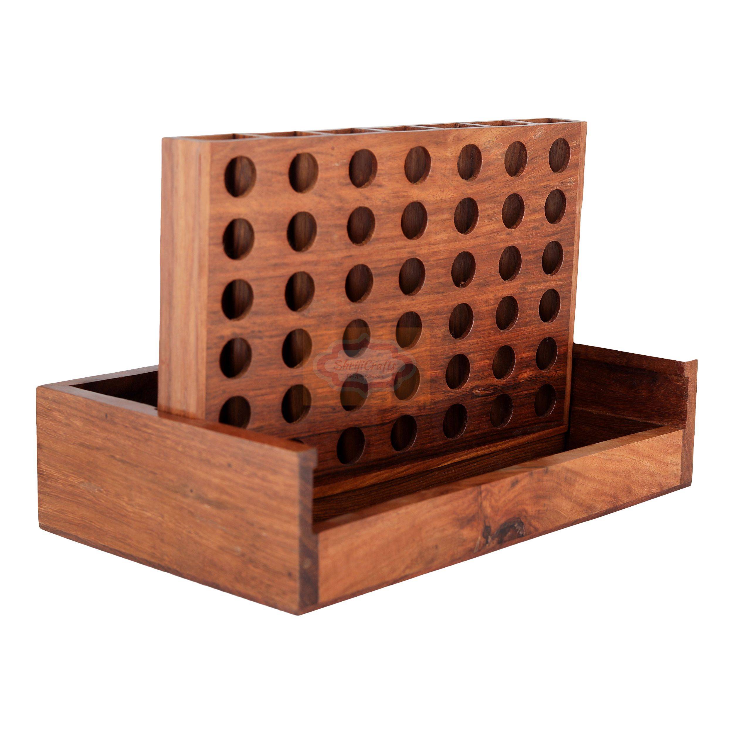Handcrafted wooden Connect Four game for fun-filled family entertainment — handcrafted wooden product by Shrijicrafts