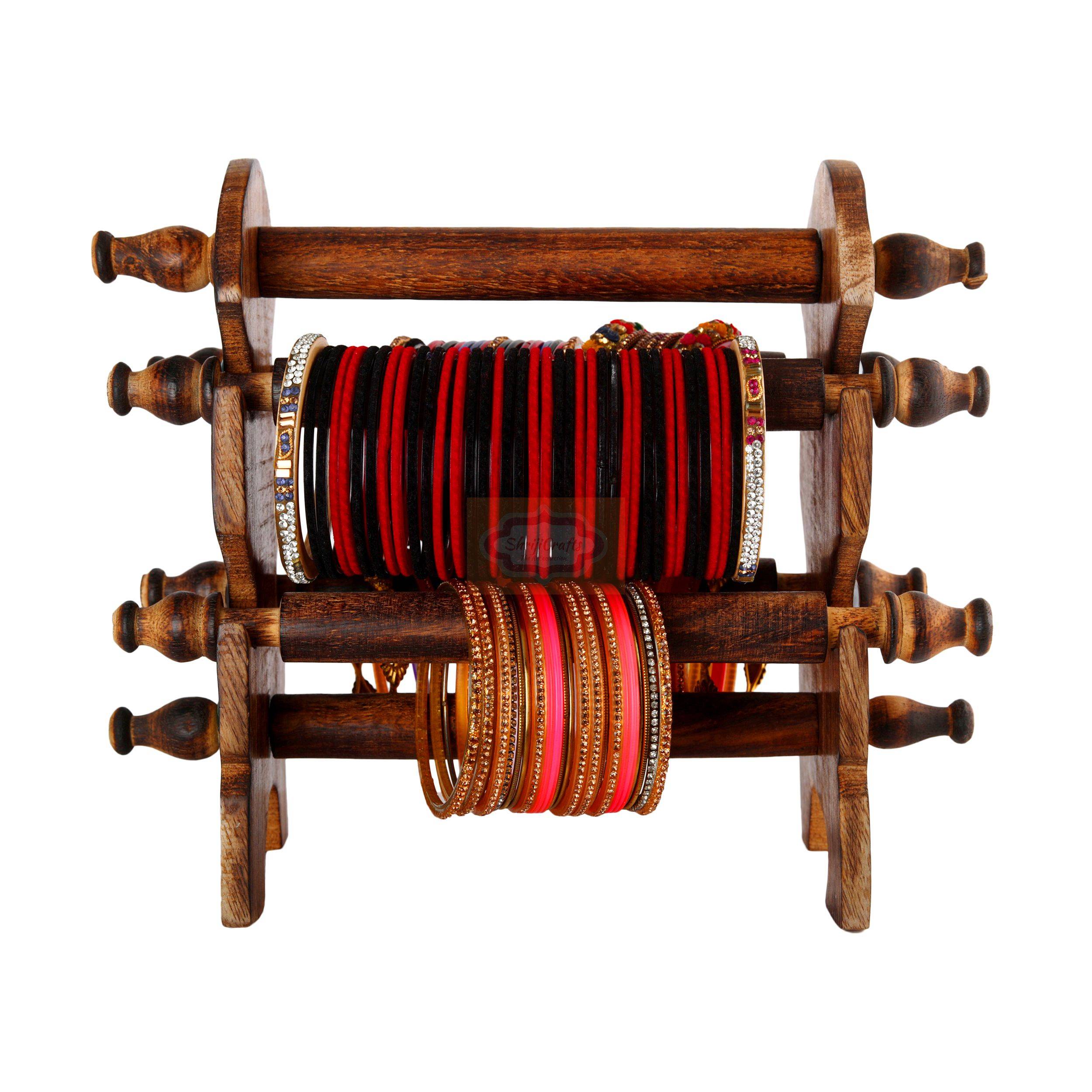 Handcrafted wooden bangle stand for organizing and displaying bangles bracelets and watches - View 2