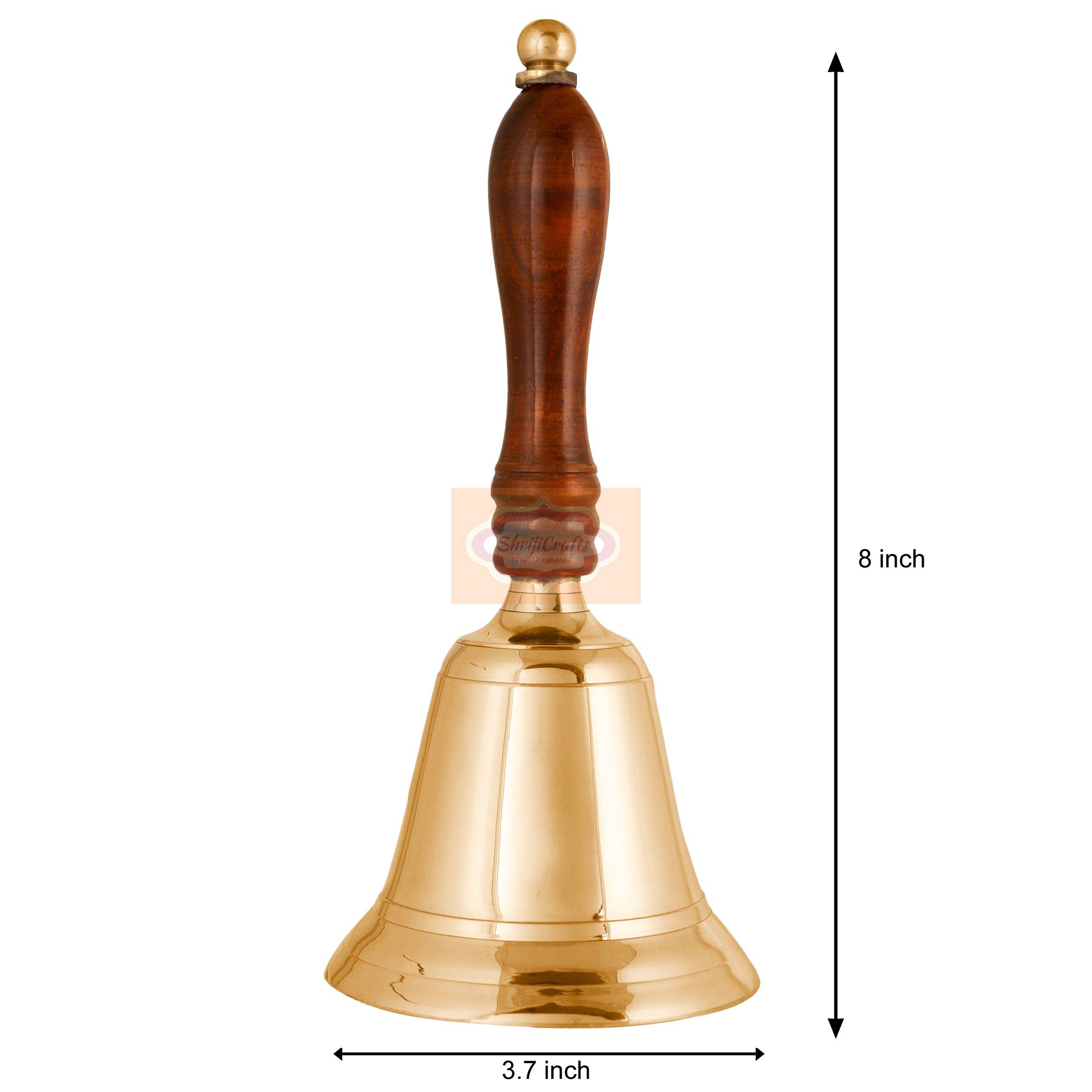 Handcrafted brass hand bell with an elegant wooden handle - View 5