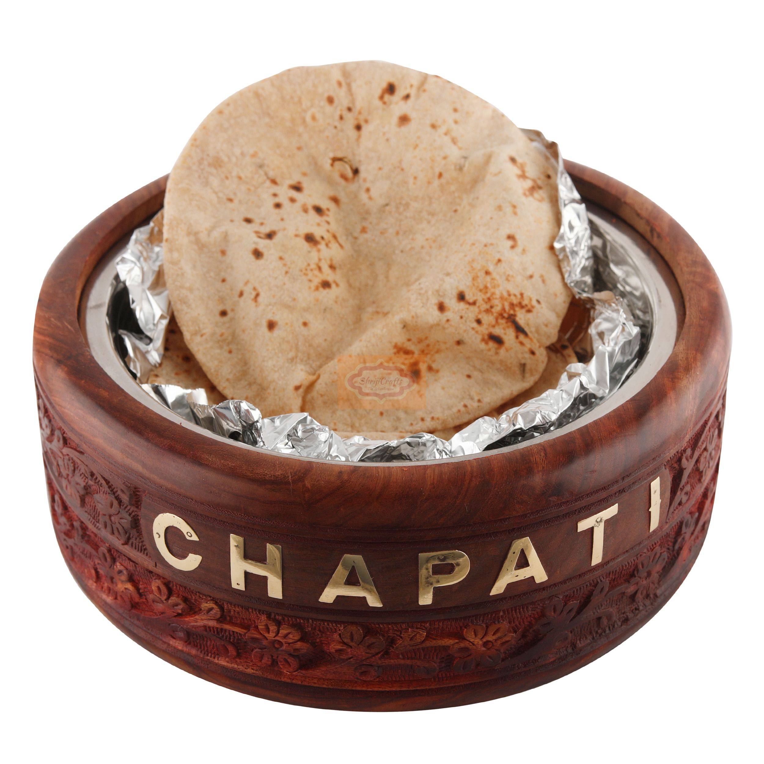 Handcrafted wooden chapati box designed to keep rotis, chapatis, and breads neatly stored - View 3