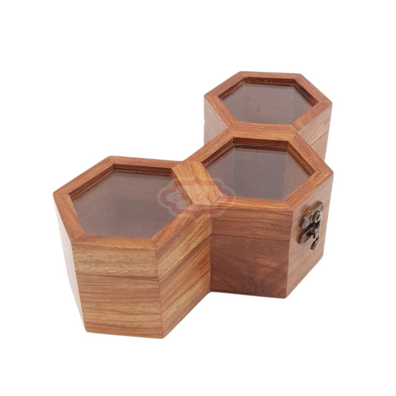 Handcrafted wooden watch box with 3 dedicated compartments - View 4