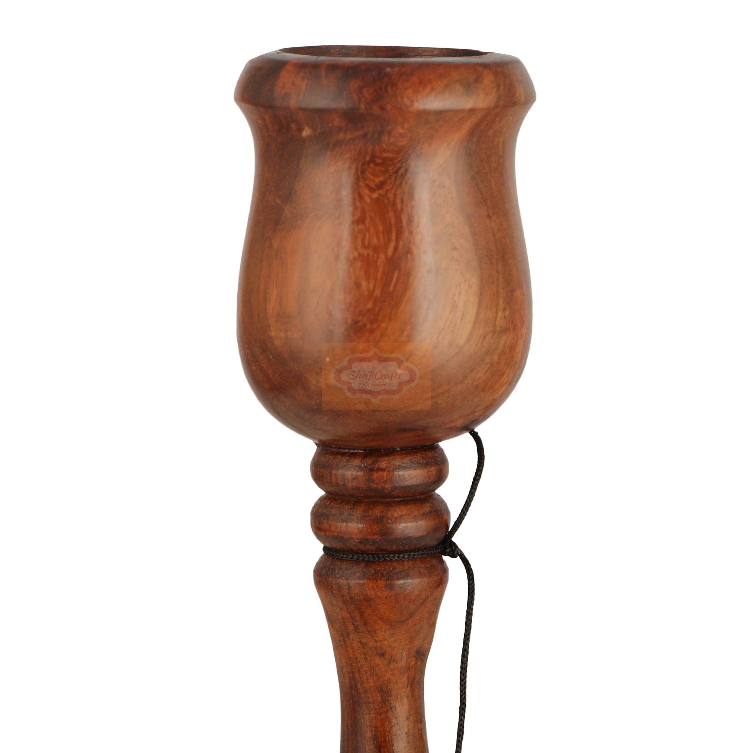 Handcrafted wooden handbell made from premium natural wood with a smooth polished finish - View 4
