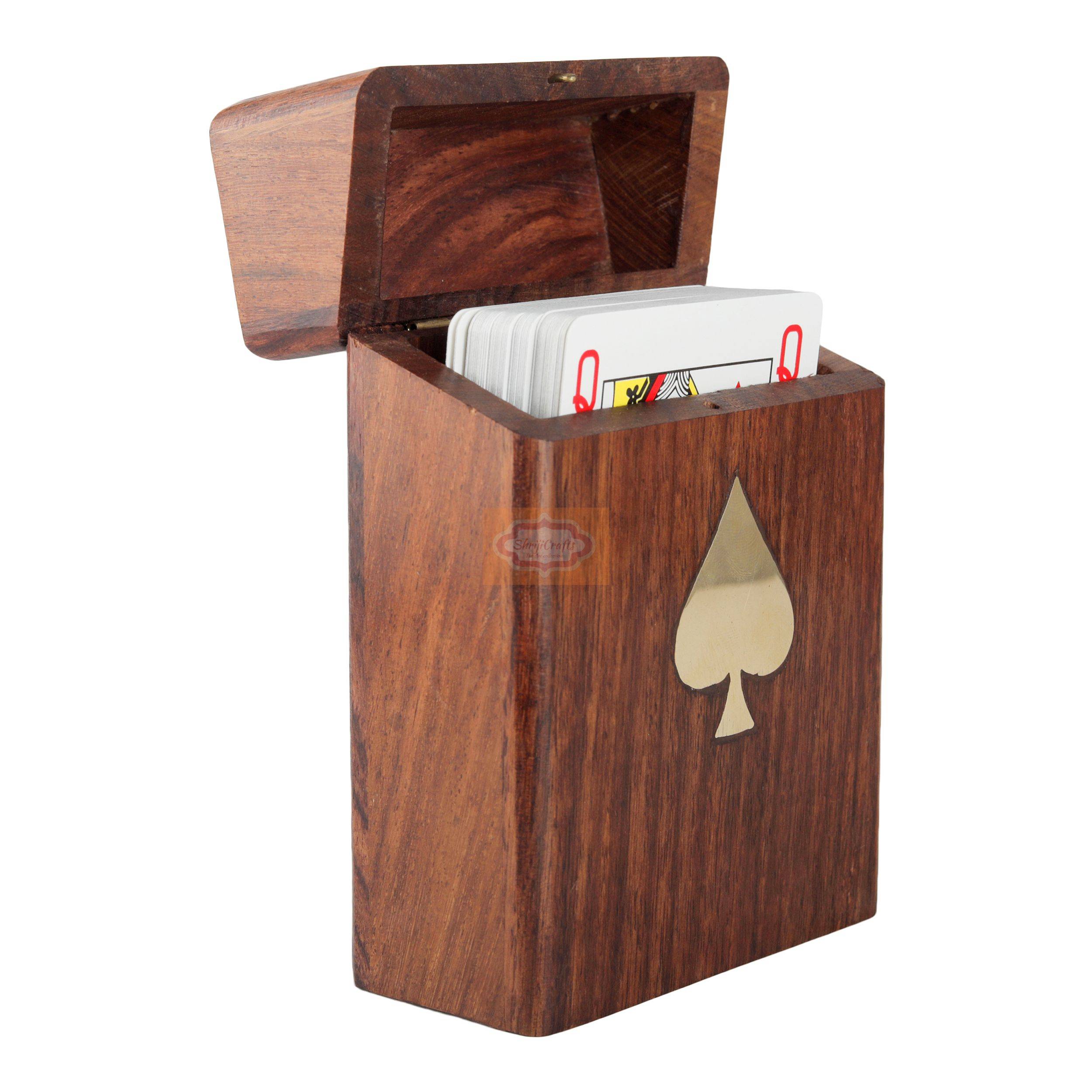 Handcrafted wooden card holder designed to store 1 standard deck of playing cards - View 4