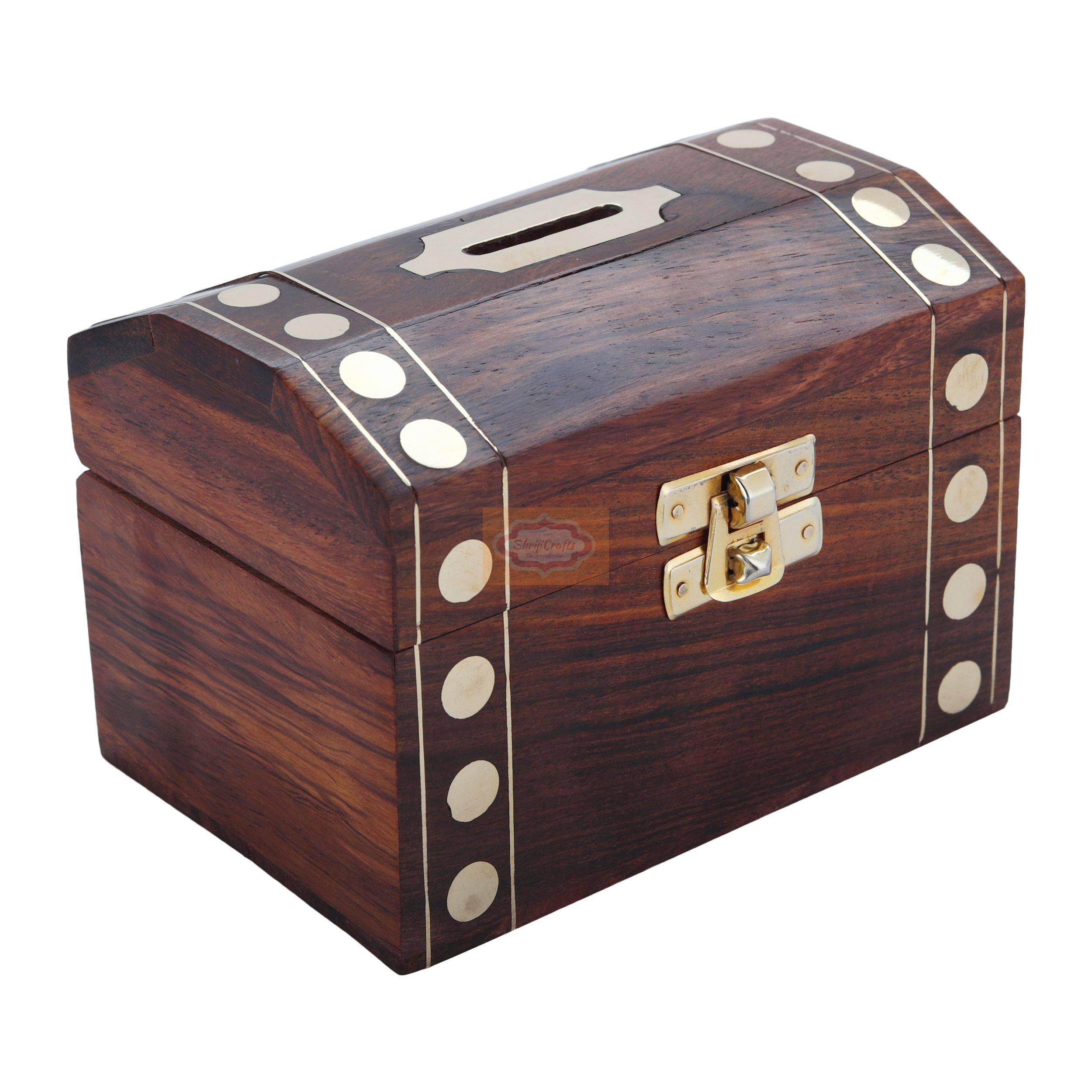 Handcrafted wooden money bank designed for saving coins and cash securely - View 6