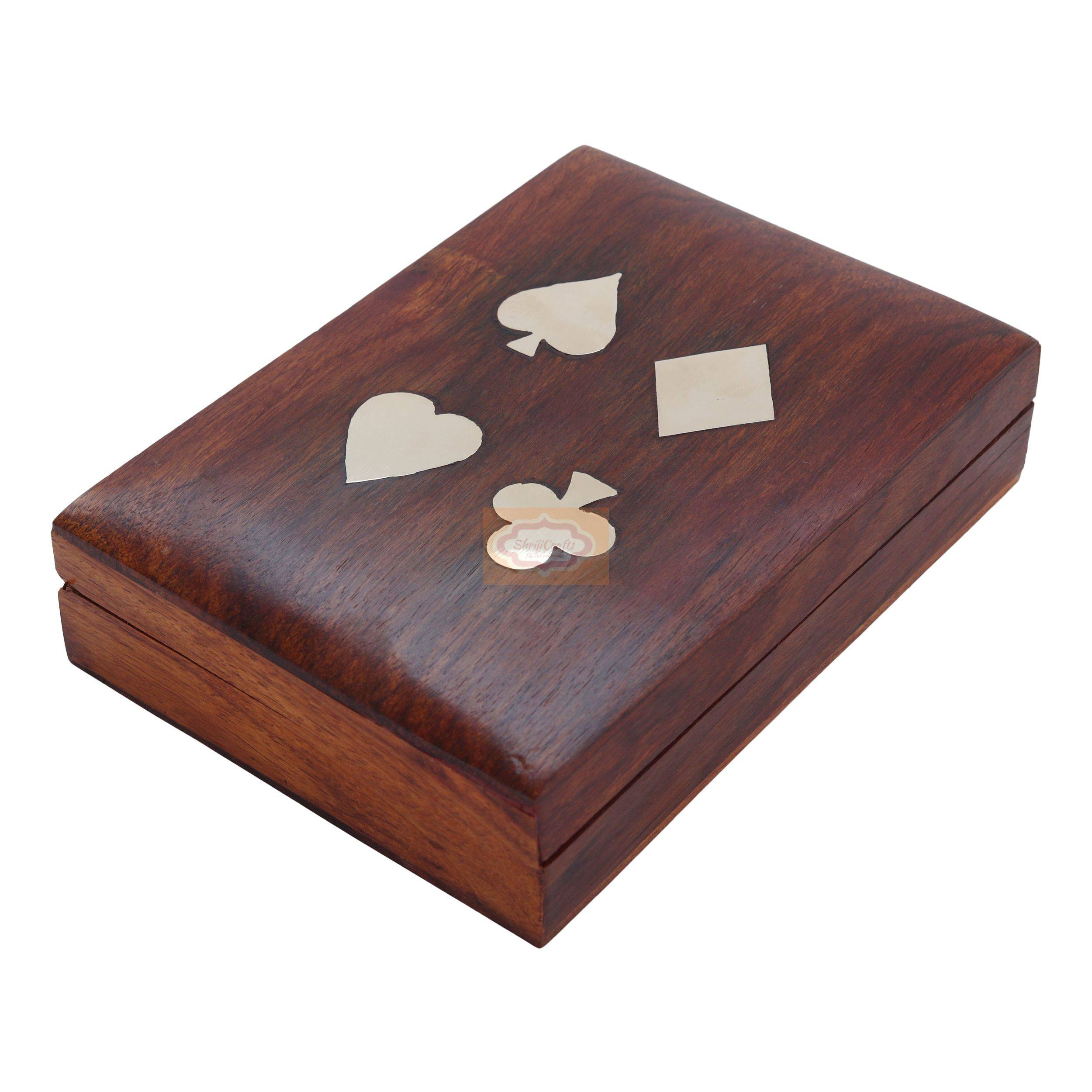 Handcrafted wooden storage box designed to hold 2 standard decks of playing cards - View 5