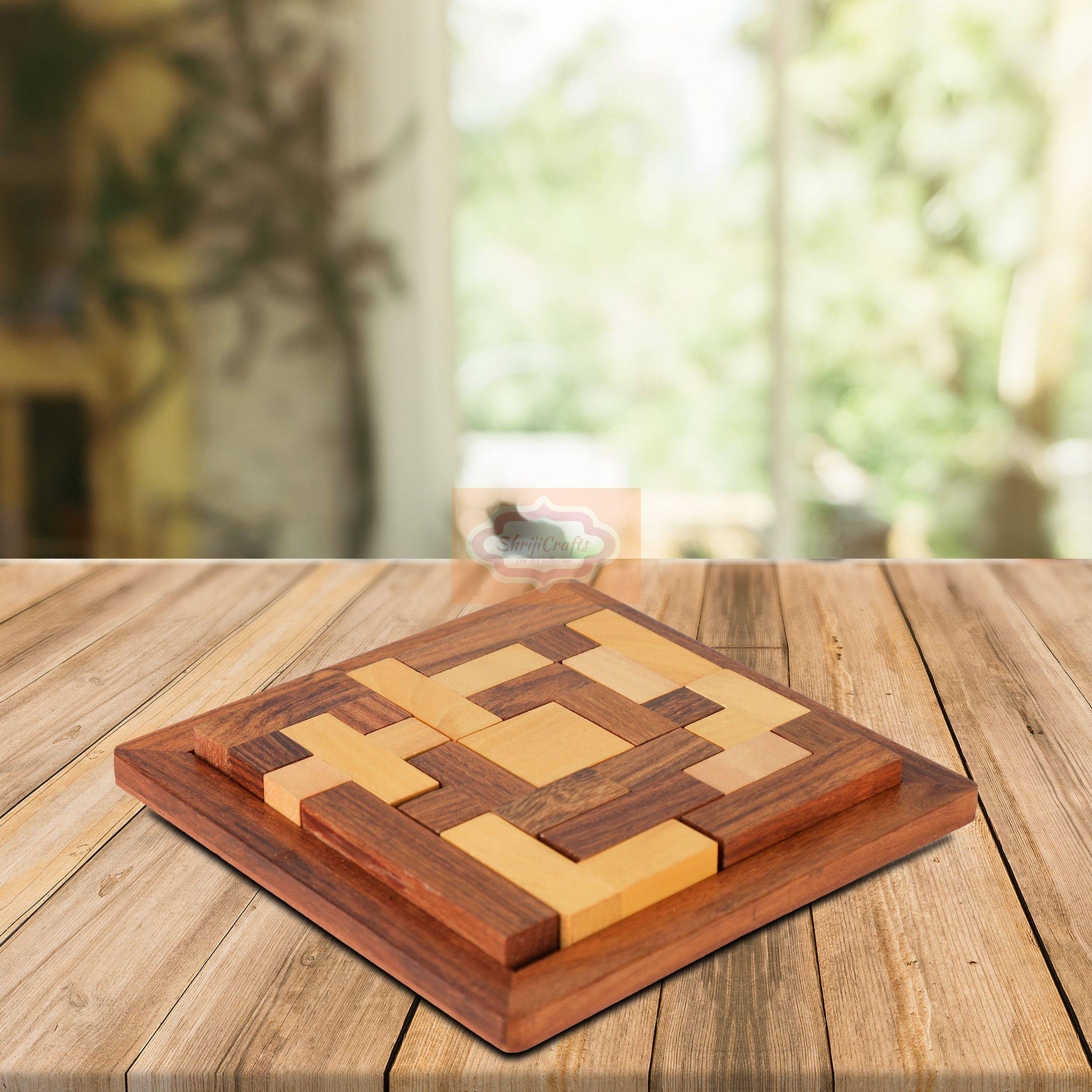 Handcrafted wooden block jigsaw puzzle for fun and brain development — handcrafted wooden product by Shrijicrafts