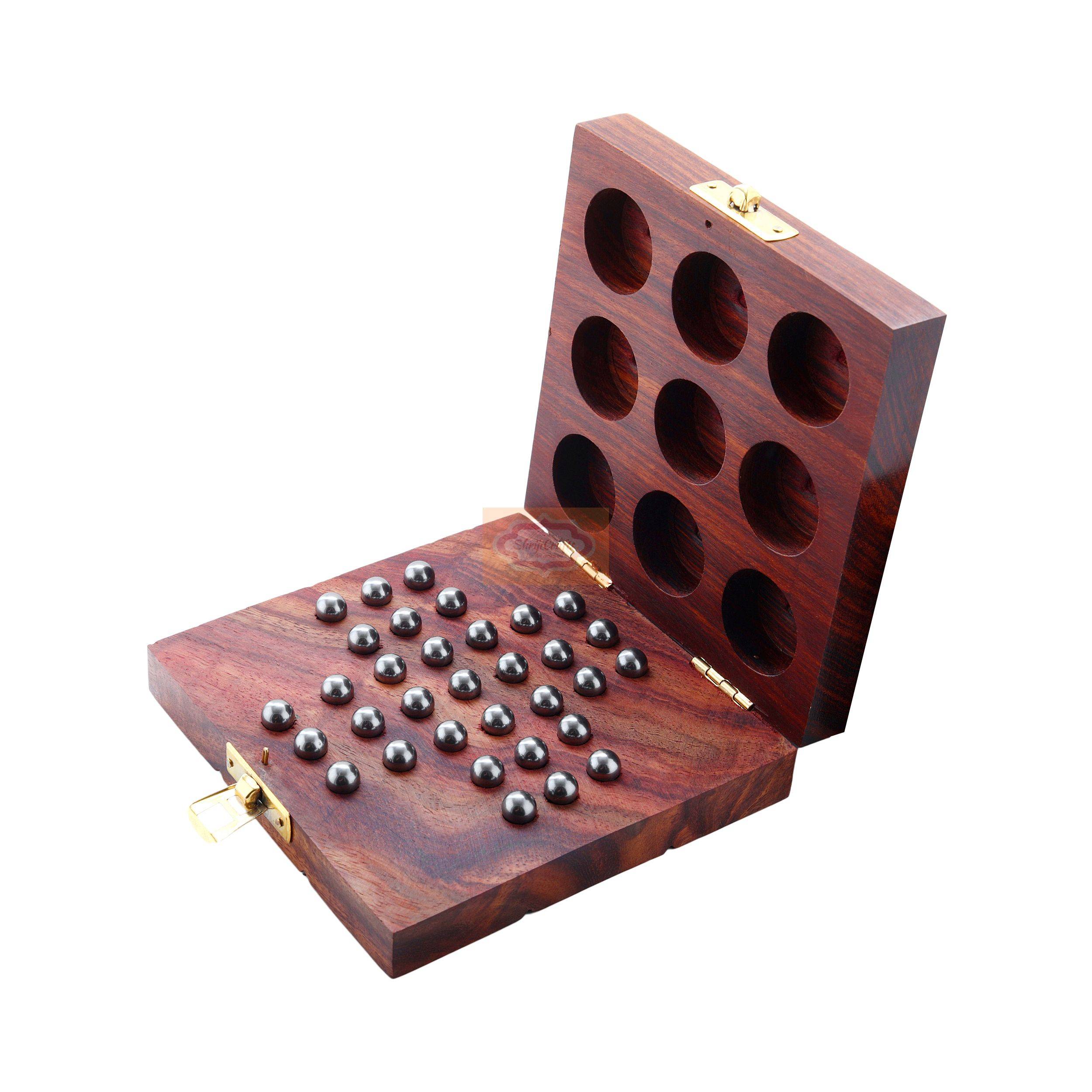 Handcrafted 2-in-1 wooden game set featuring Solitaire and Tic Tac Toe - View 4