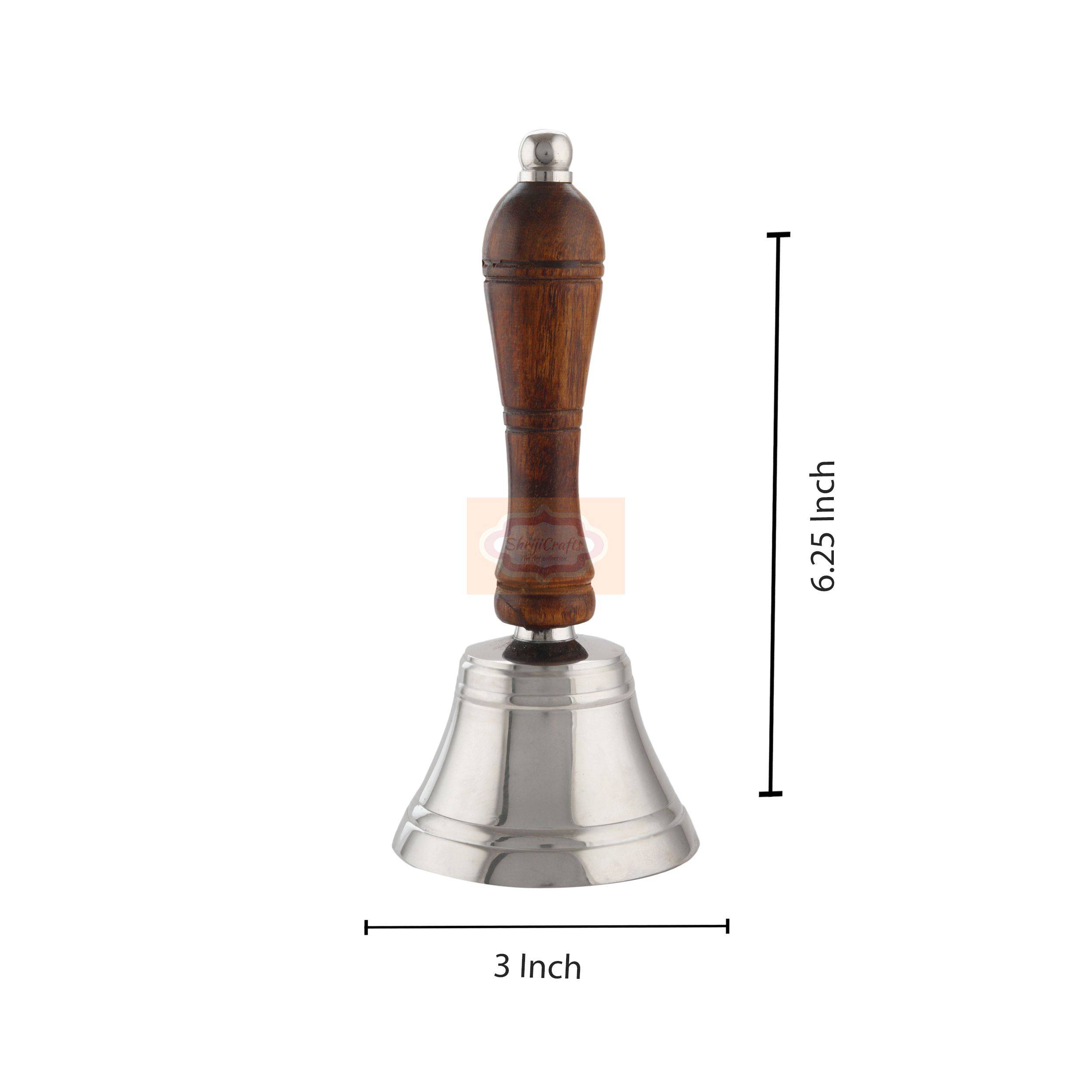 Handcrafted solid brass hand bell with a polished finish and comfortable wooden handle - View 4