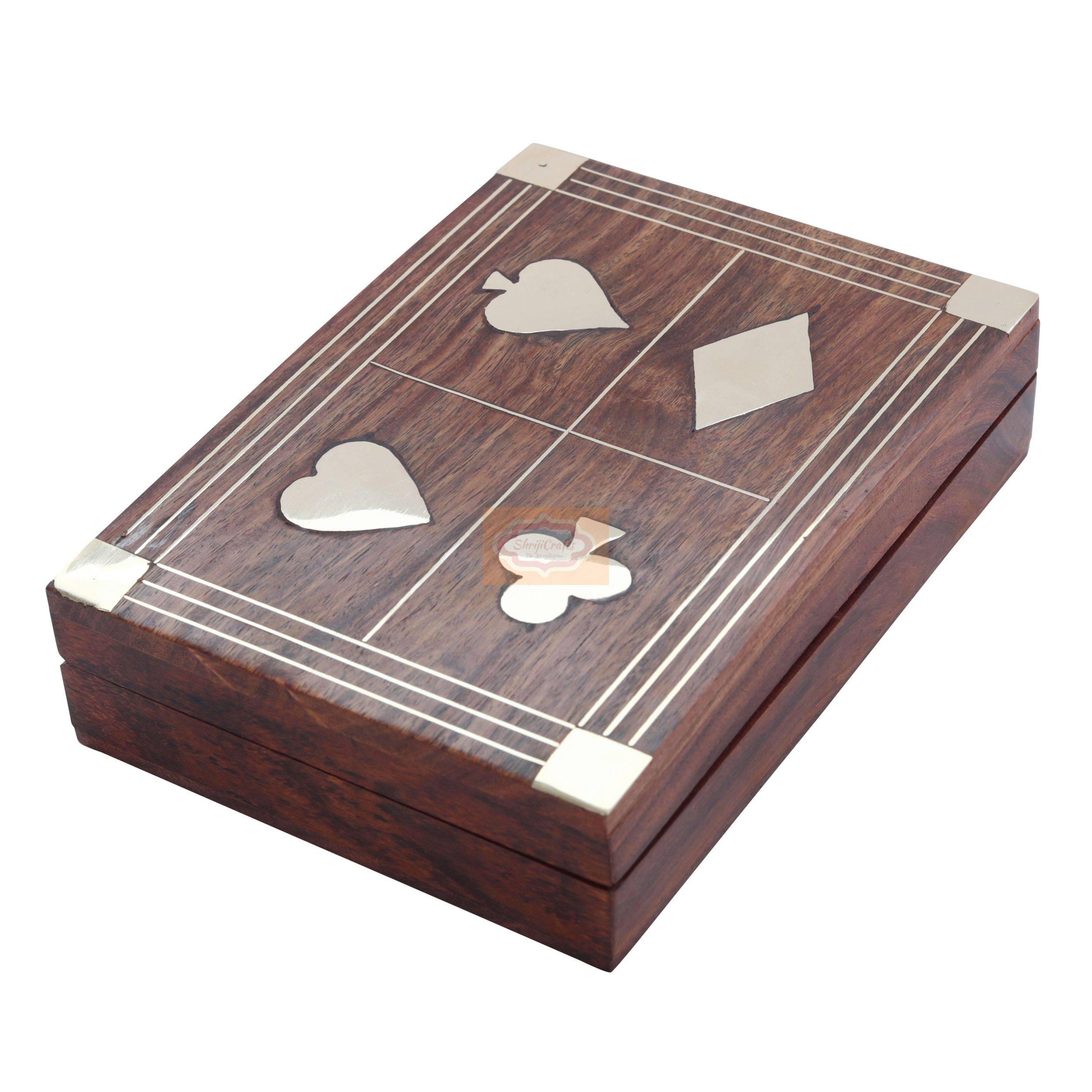 Handcrafted wooden card storage box designed to hold 2 standard decks of playing cards - View 5