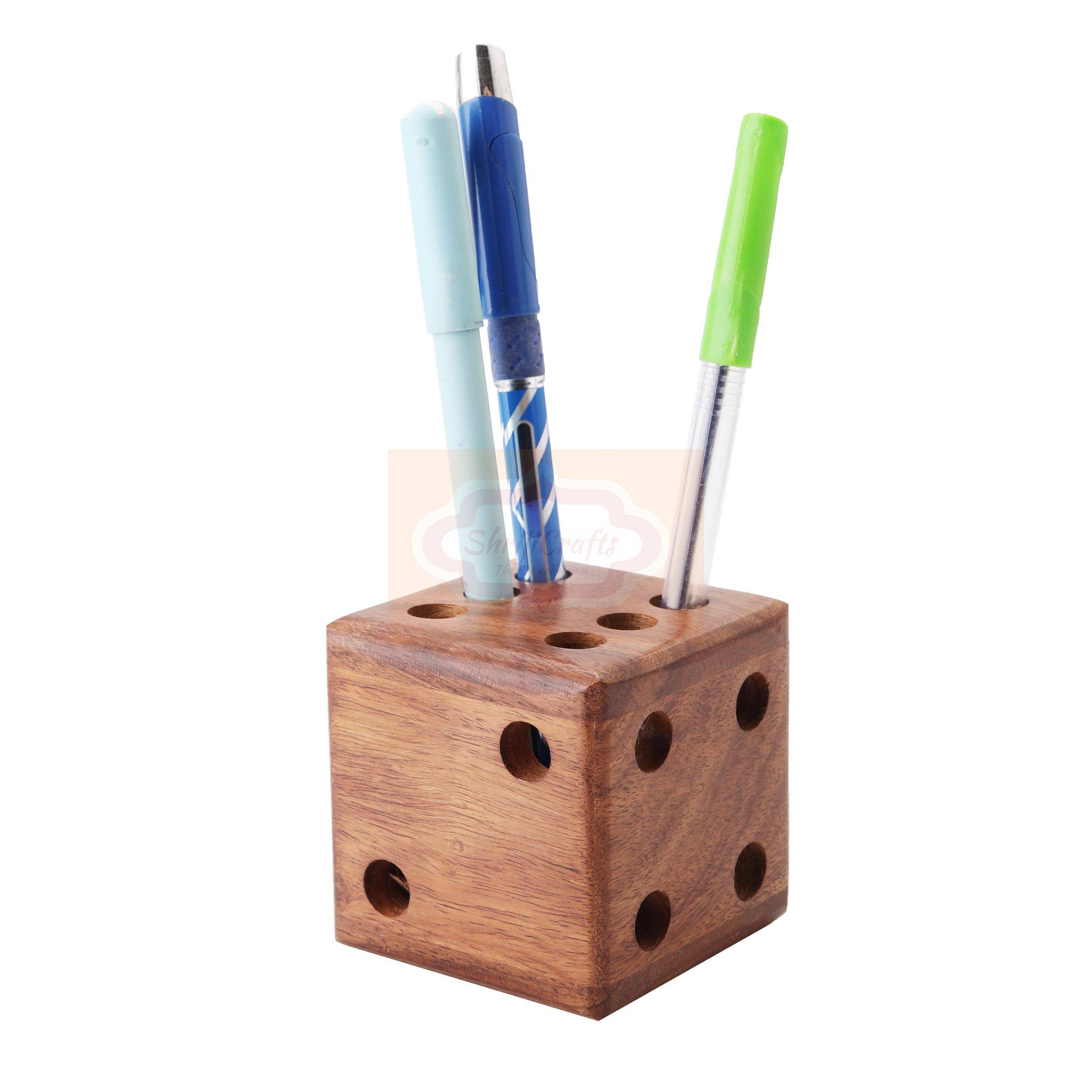 Handcrafted wooden dice-shaped paperweight for desks and workspaces - View 2