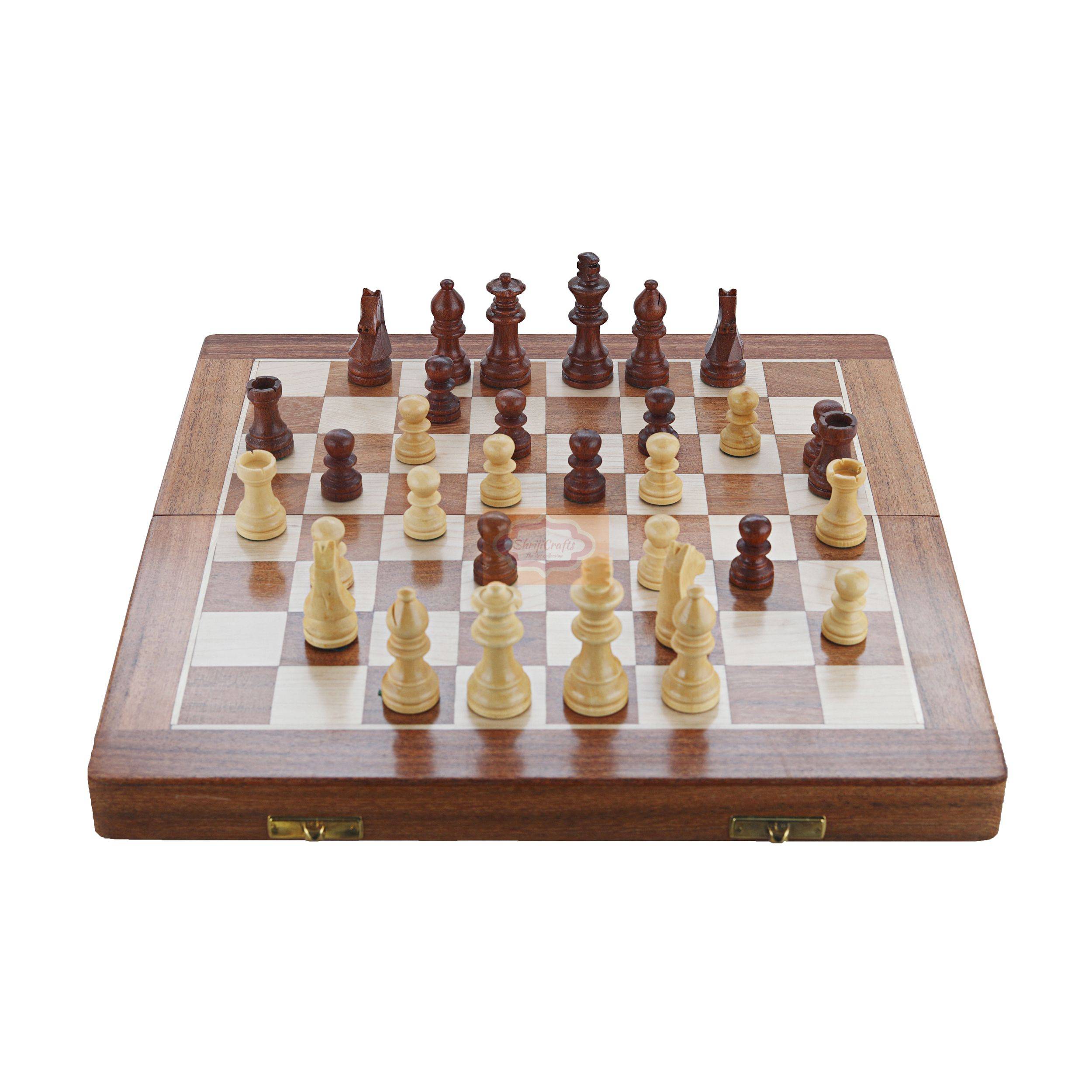 12 Inch Magnetic Wooden Chess Set — handcrafted wooden product by Shrijicrafts