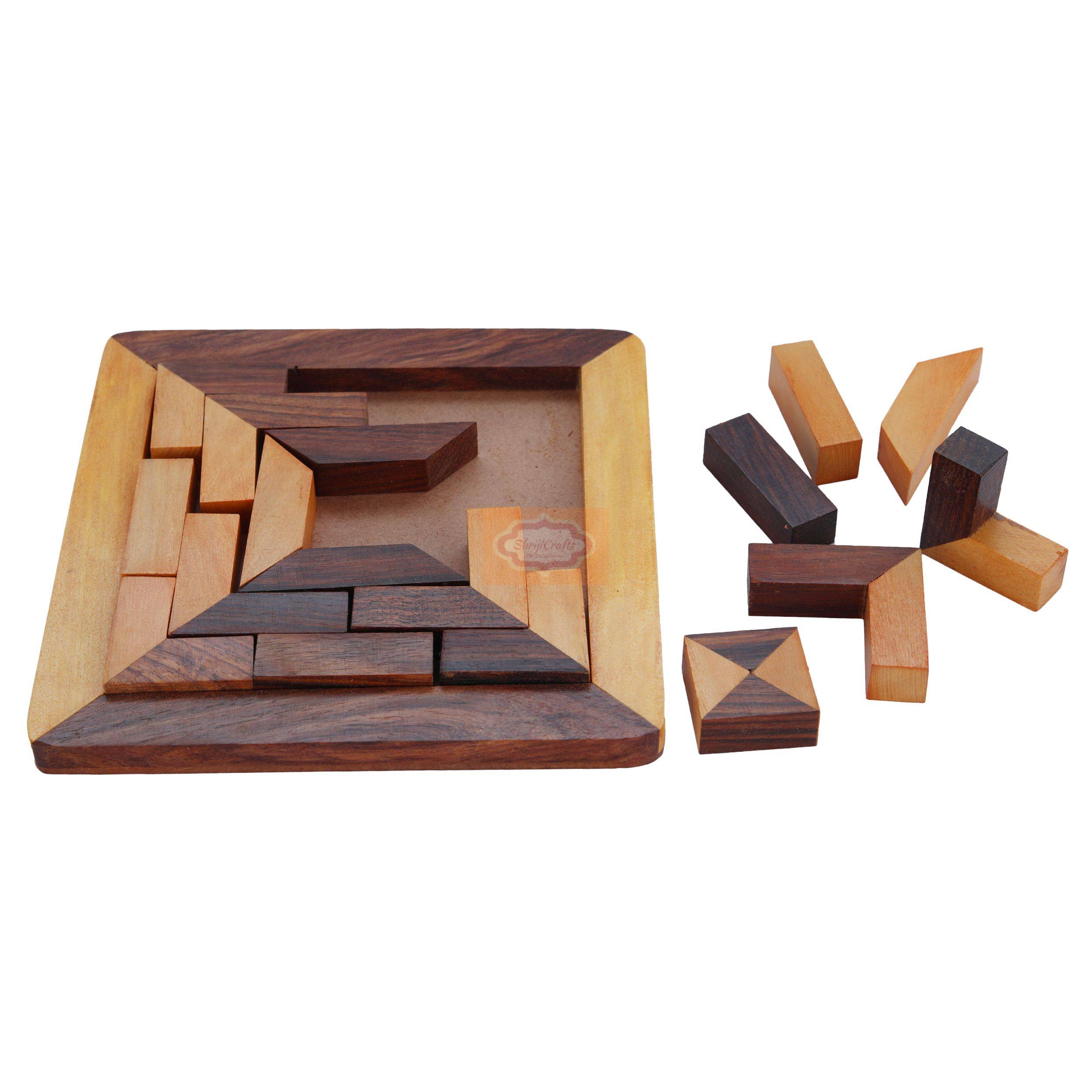 Wooden Square Block Puzzle Challenge your mind with a classic wooden square puzzle - View 2
