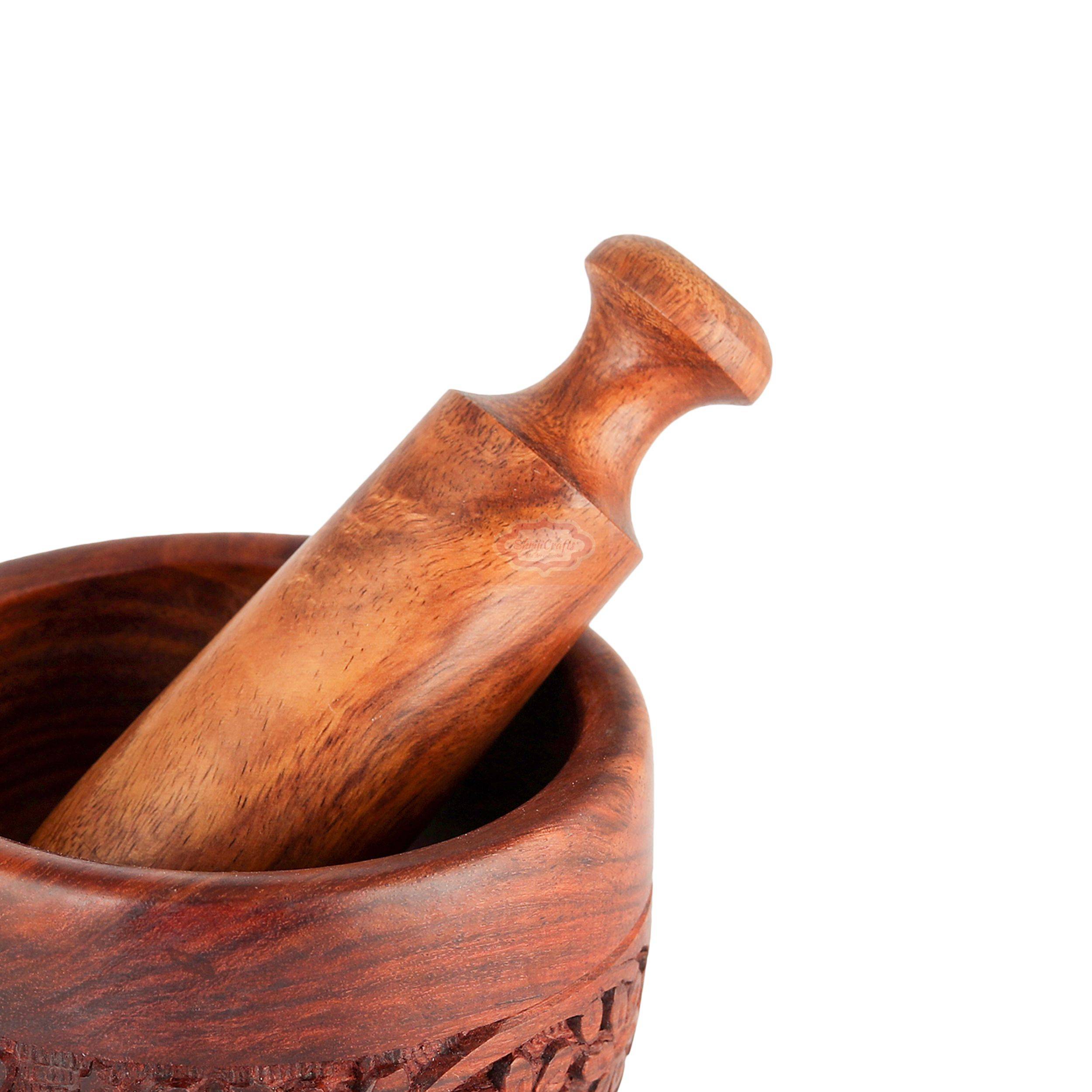 Wooden Mortar and Pestle Set from natural wood - View 4