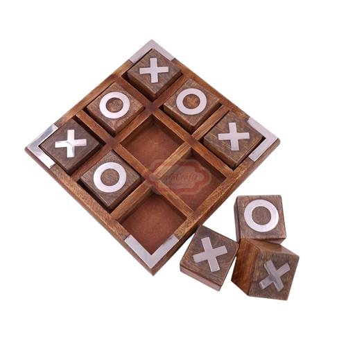 Handcrafted wooden Tic Tac Toe game with durable X & O playing piece