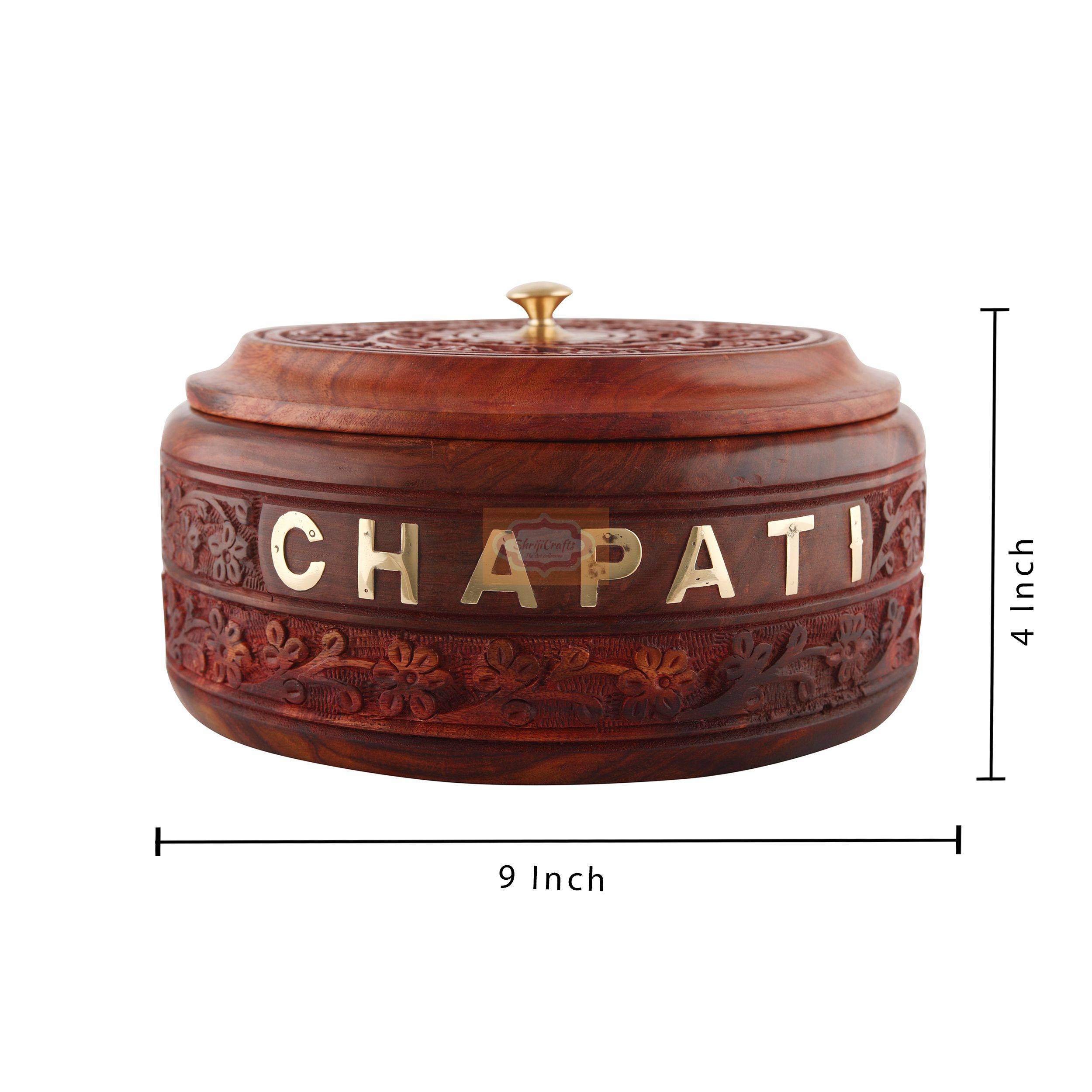 Handcrafted wooden chapati box designed to keep rotis, chapatis, and breads neatly stored - View 8