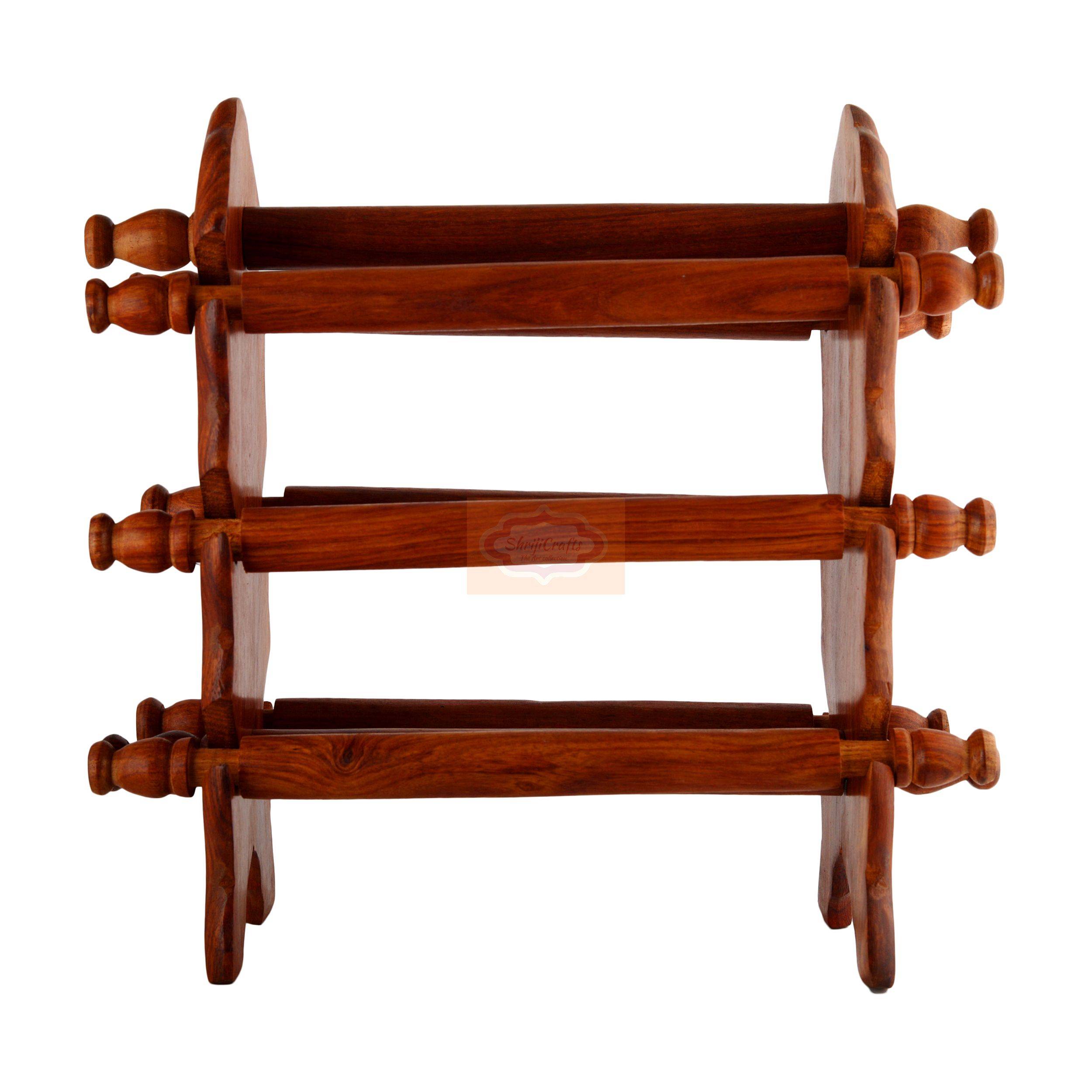 Beautiful handcrafted tree-style wooden bangle stand with an elegant brown finish - View 4