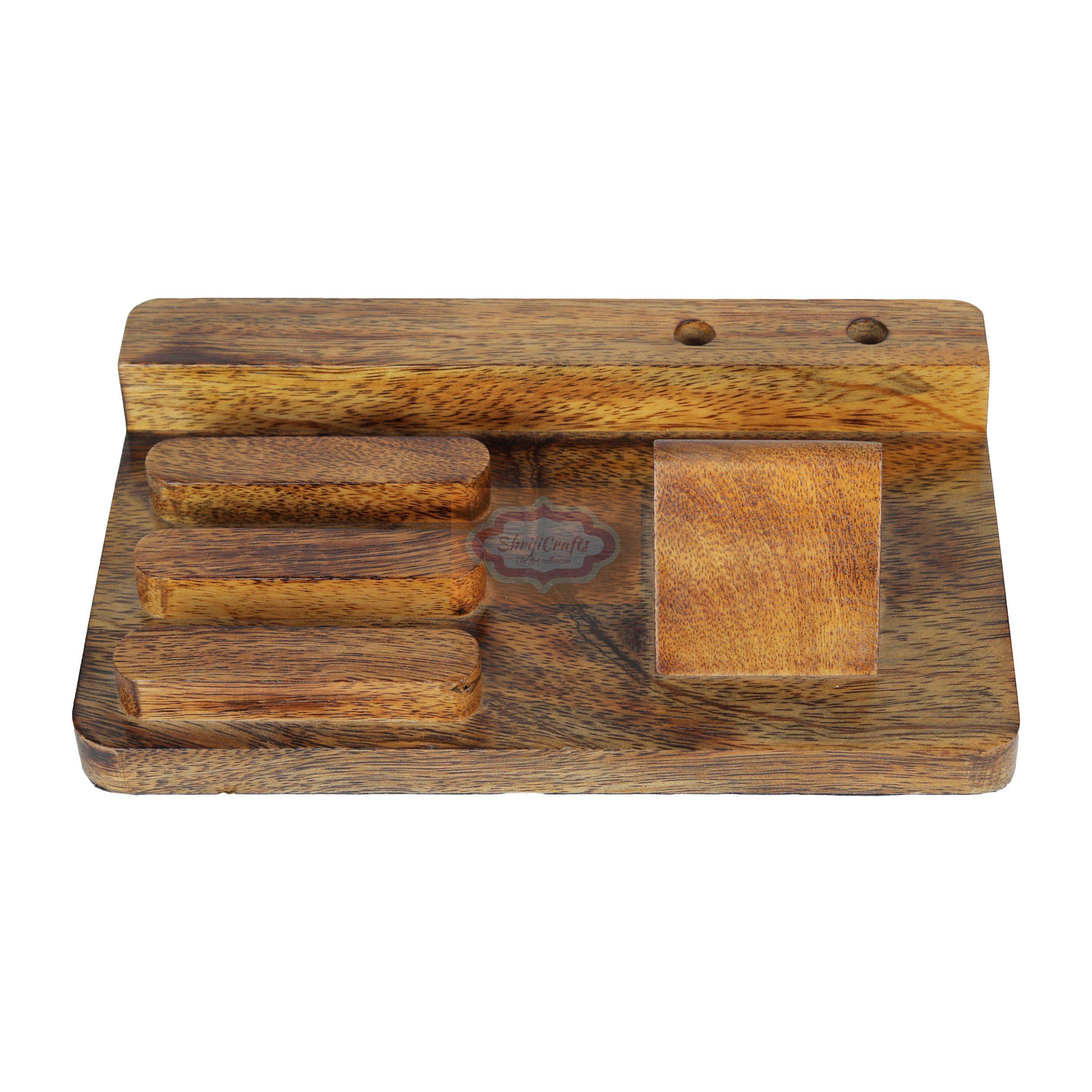 Handcrafted wooden organizer for your mobile phone watch pens and everyday essentials - View 4