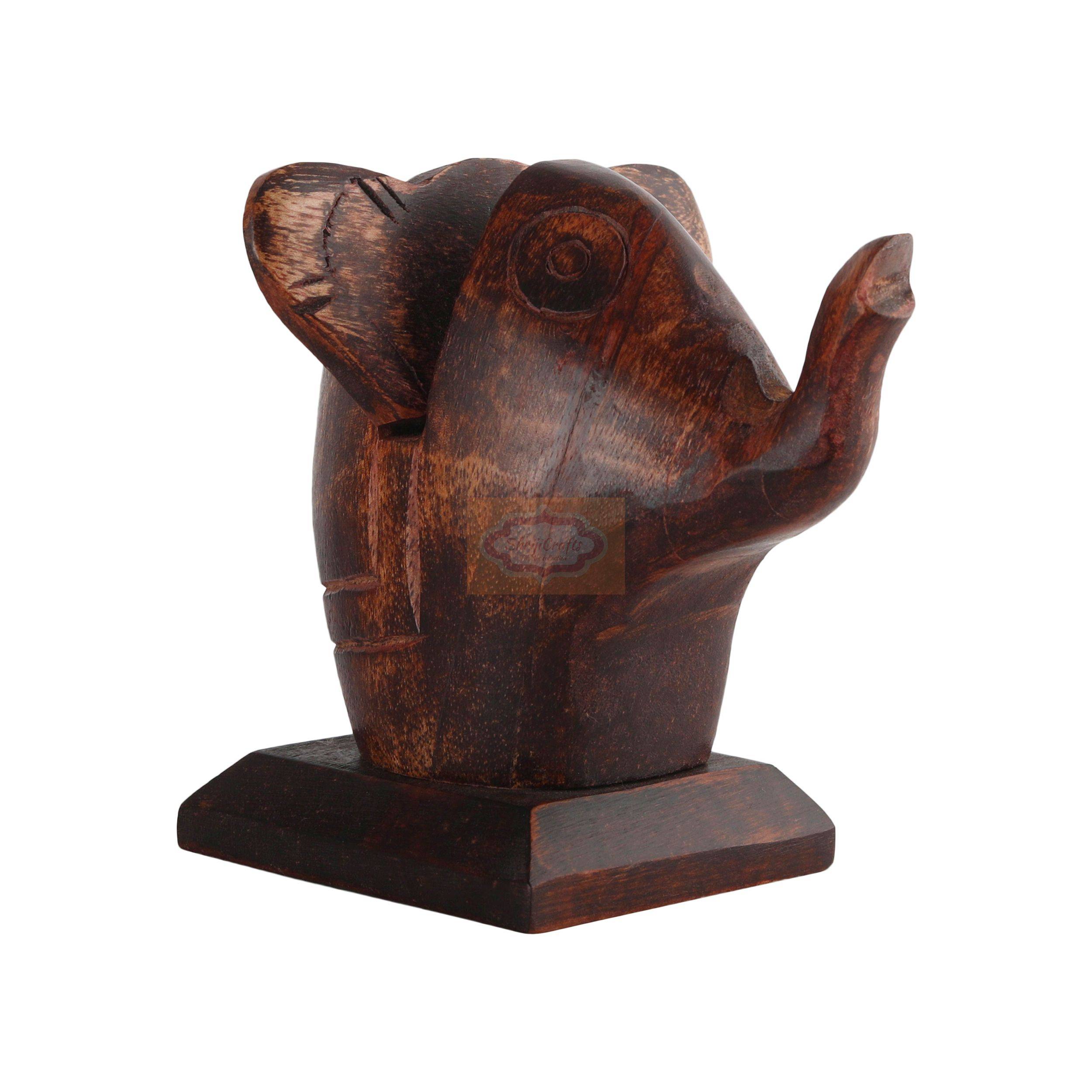 Handcrafted Wooden Elephant Eyeglass Holder spectacle holder featuring a charming elephant design - View 4