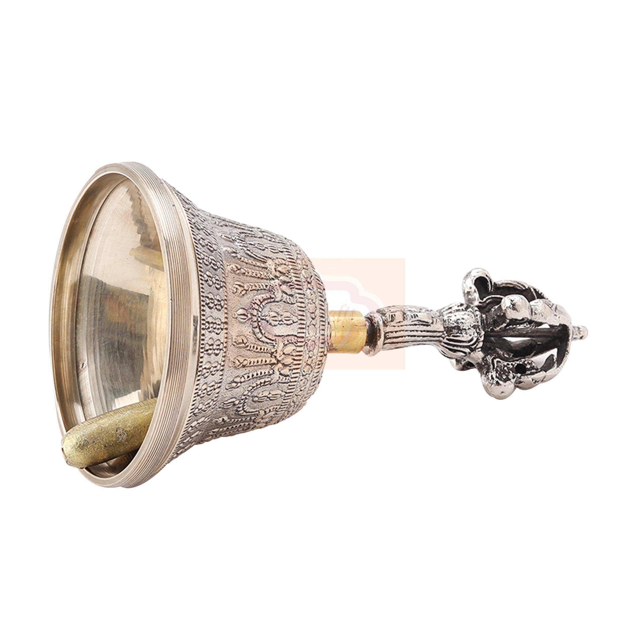 Handcrafted Tibetan prayer bell with intricate traditional detailing - View 4